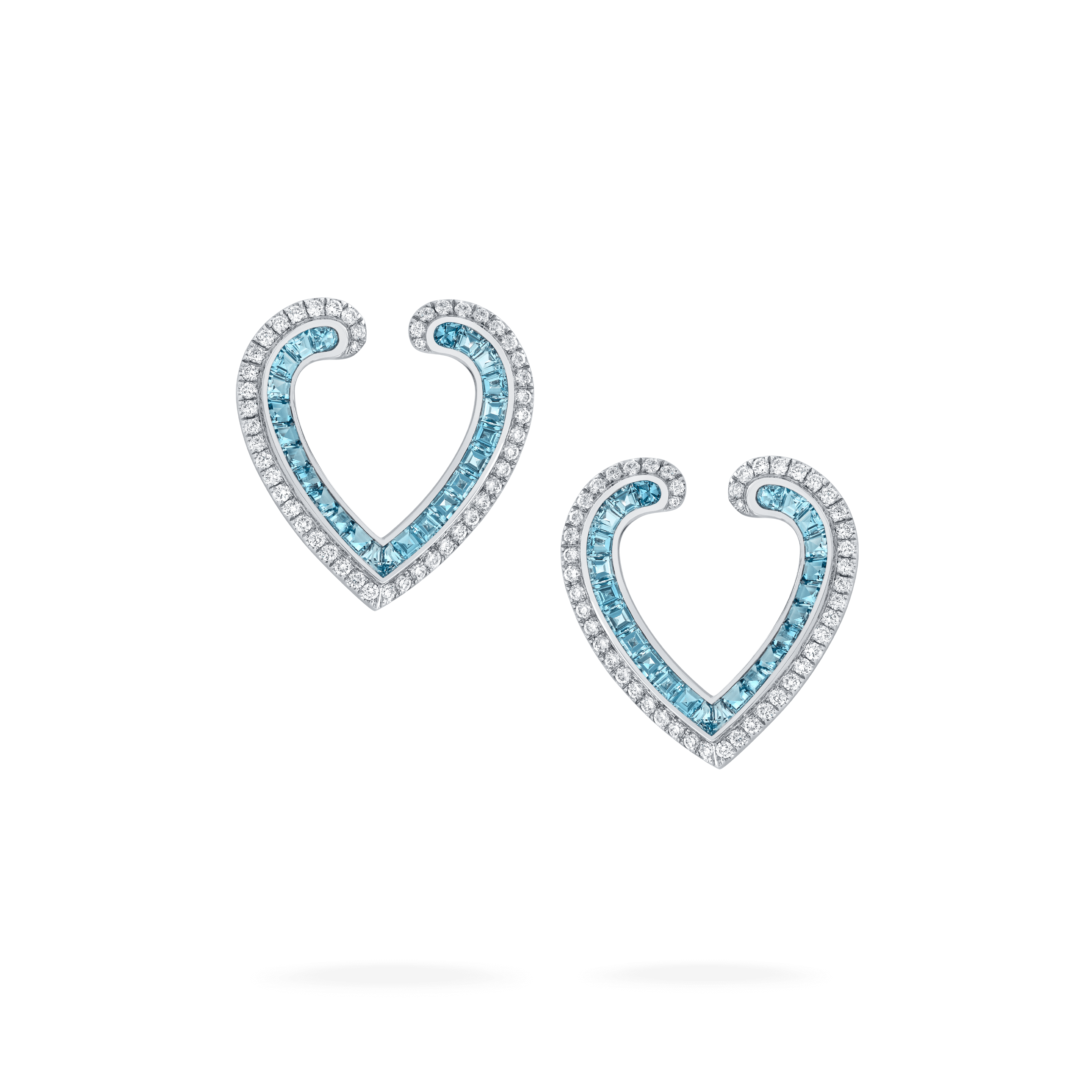 garrard Aloria Calibré Cut Aquamarine Earrings In 18ct White Gold with Diamonds