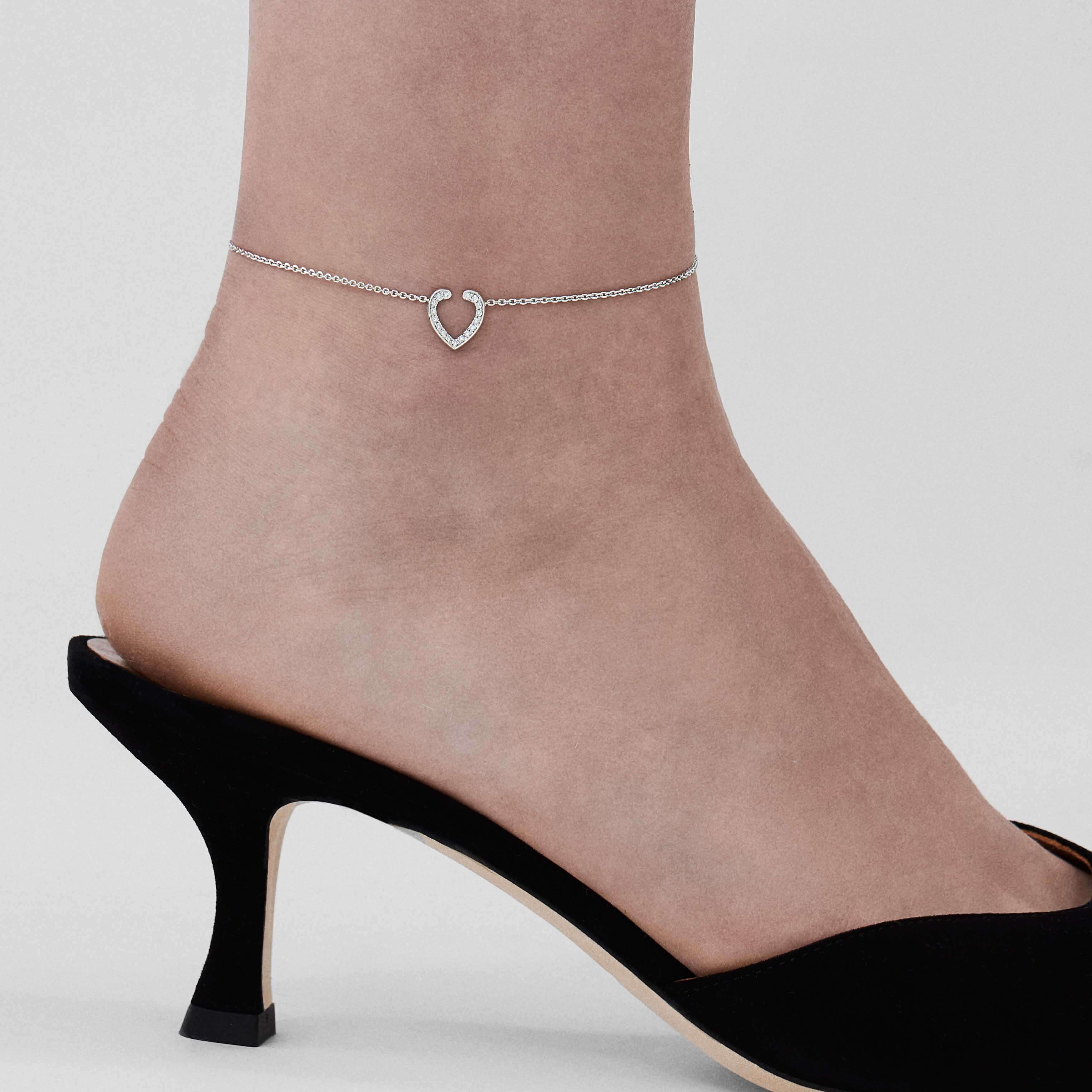 Garrard Aloria Mini Icons Diamond Anklet In 18ct White Gold