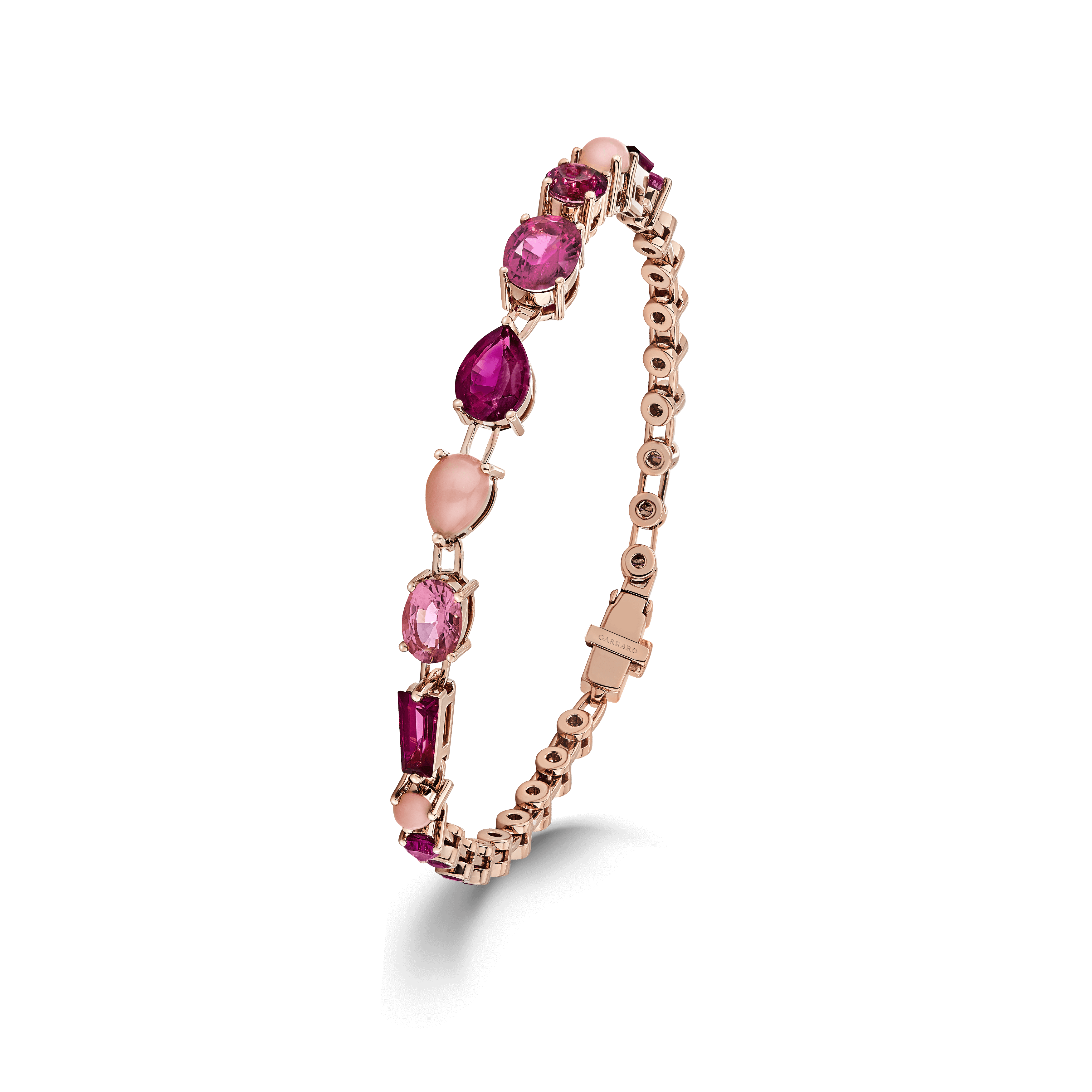 garrard Blaze Pink Sapphire Rubellite And Pink Opal Bracelet In 18ct Rose Gold