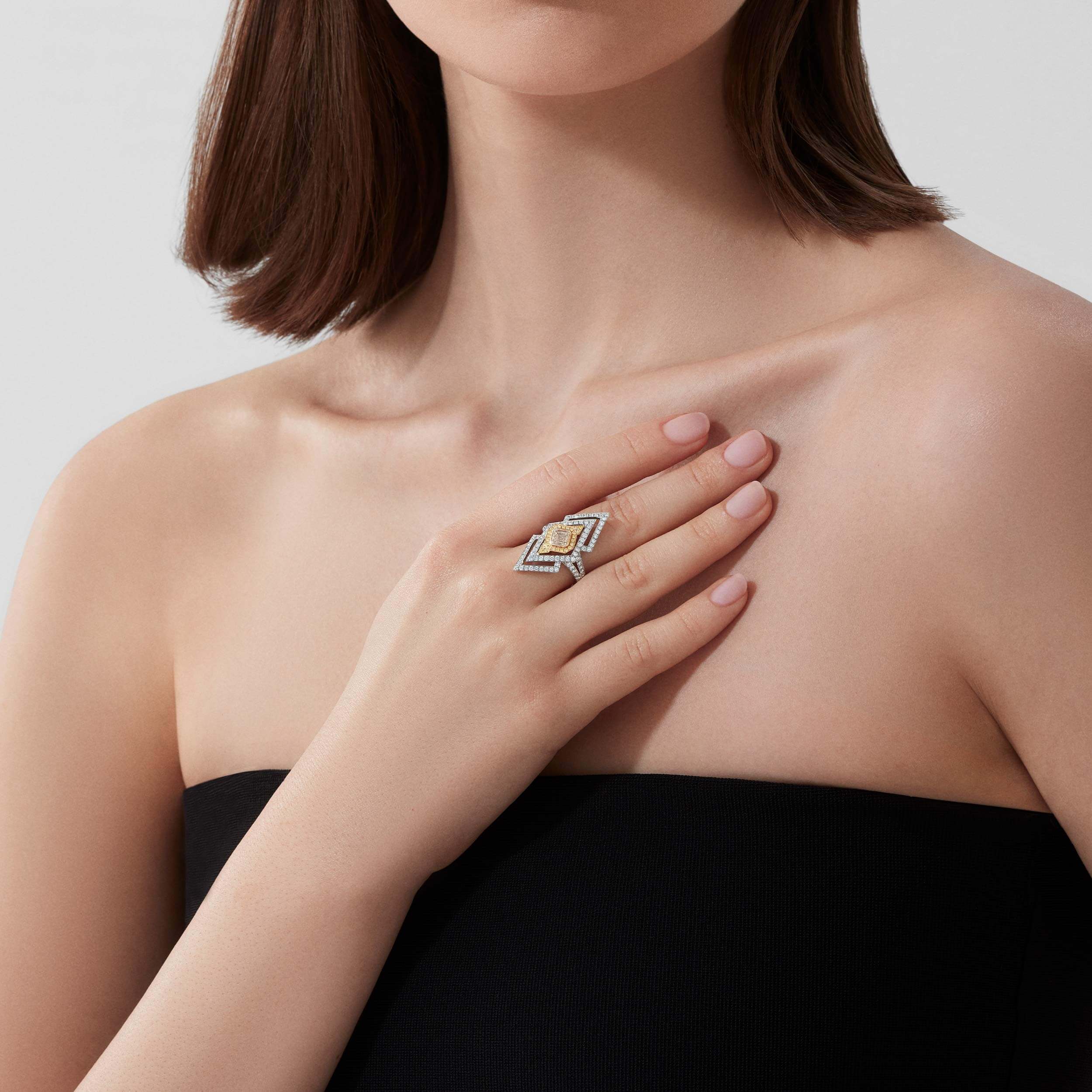 Garrard Cosmos High Jewellery Yellow And White Diamond Ring In 18ct White And Yellow Gold