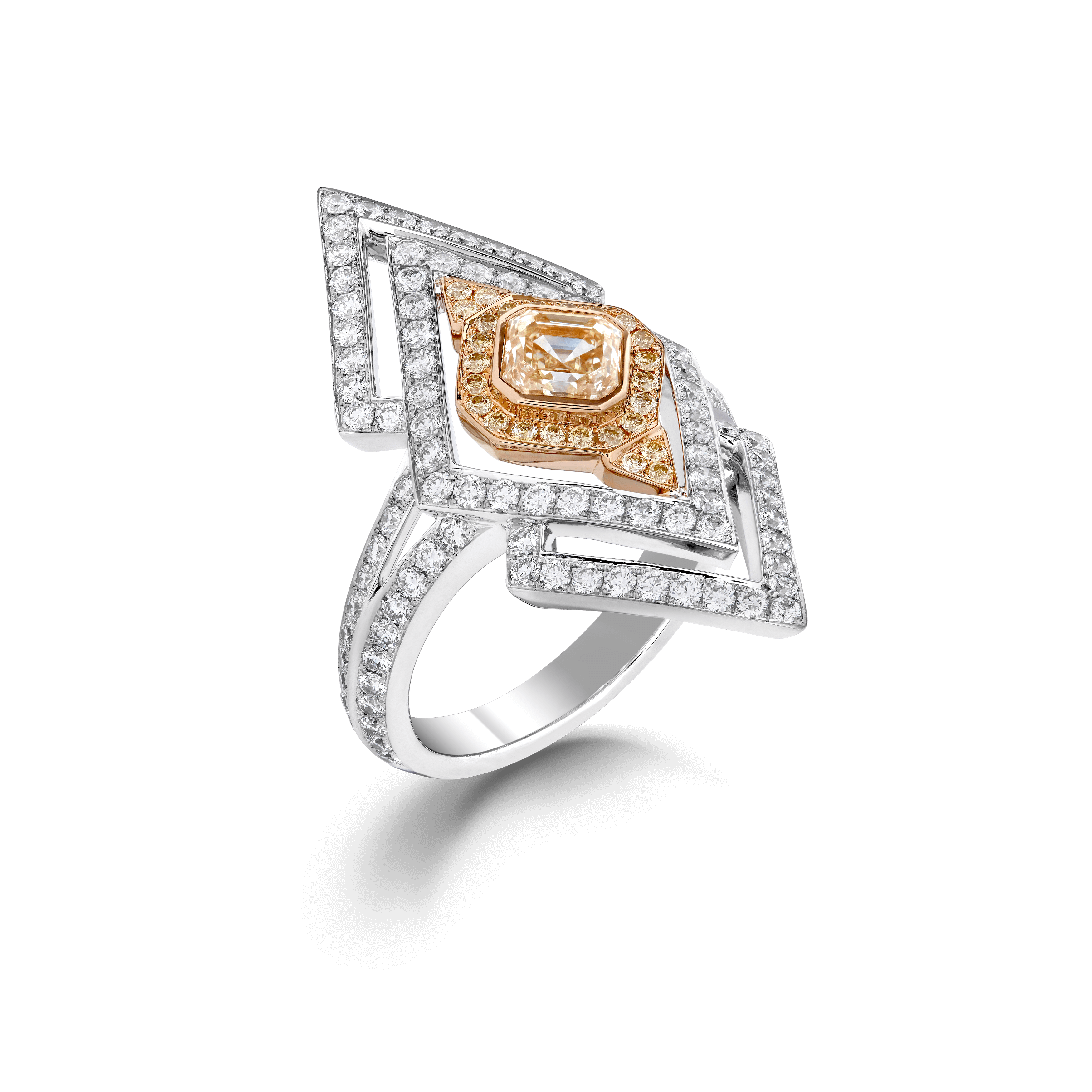 garrard Cosmos High Jewellery Yellow and White Diamond Ring In 18ct White and Yellow Gold