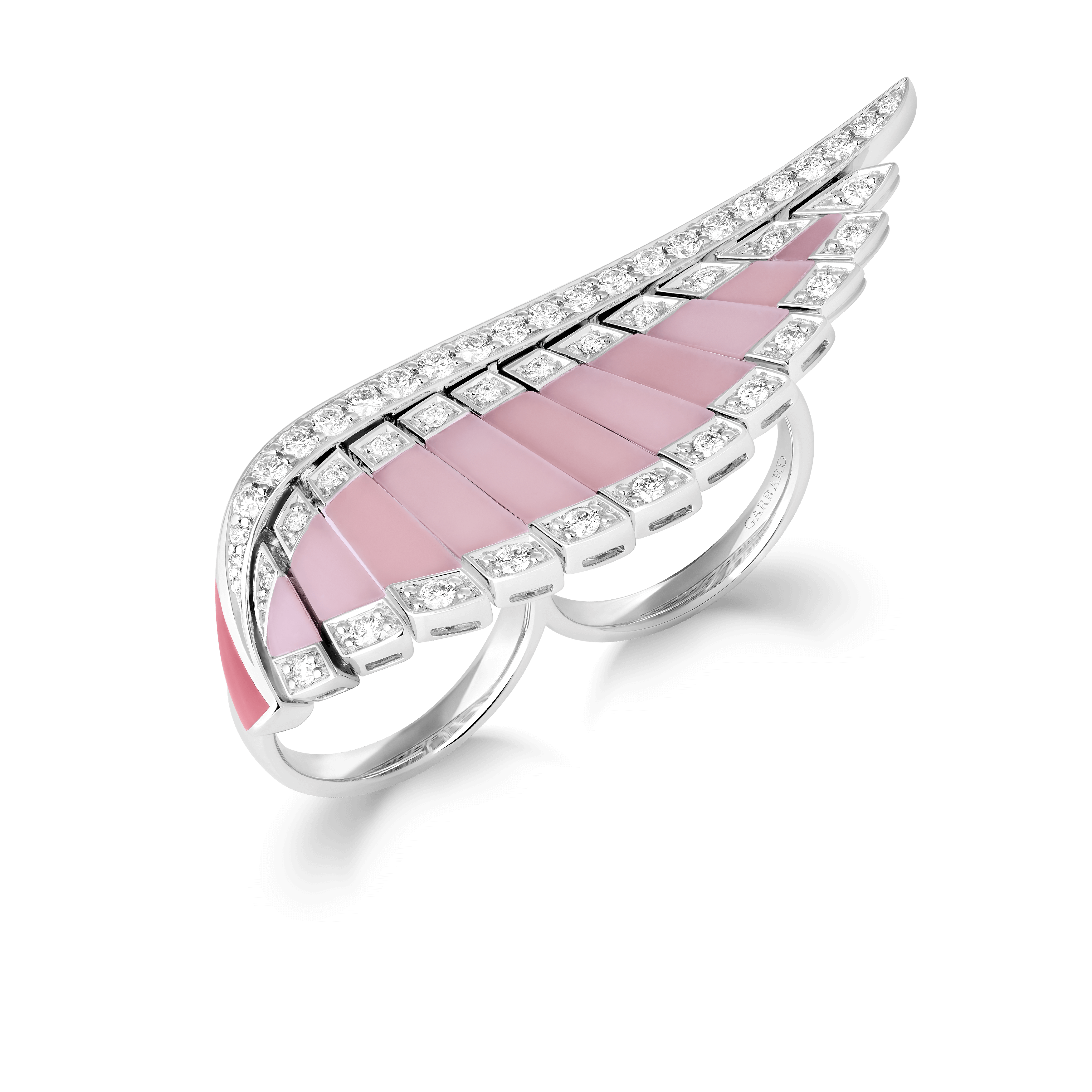 garrard Couture Galah Ring In 18ct White Gold with Diamonds and Pink Opal