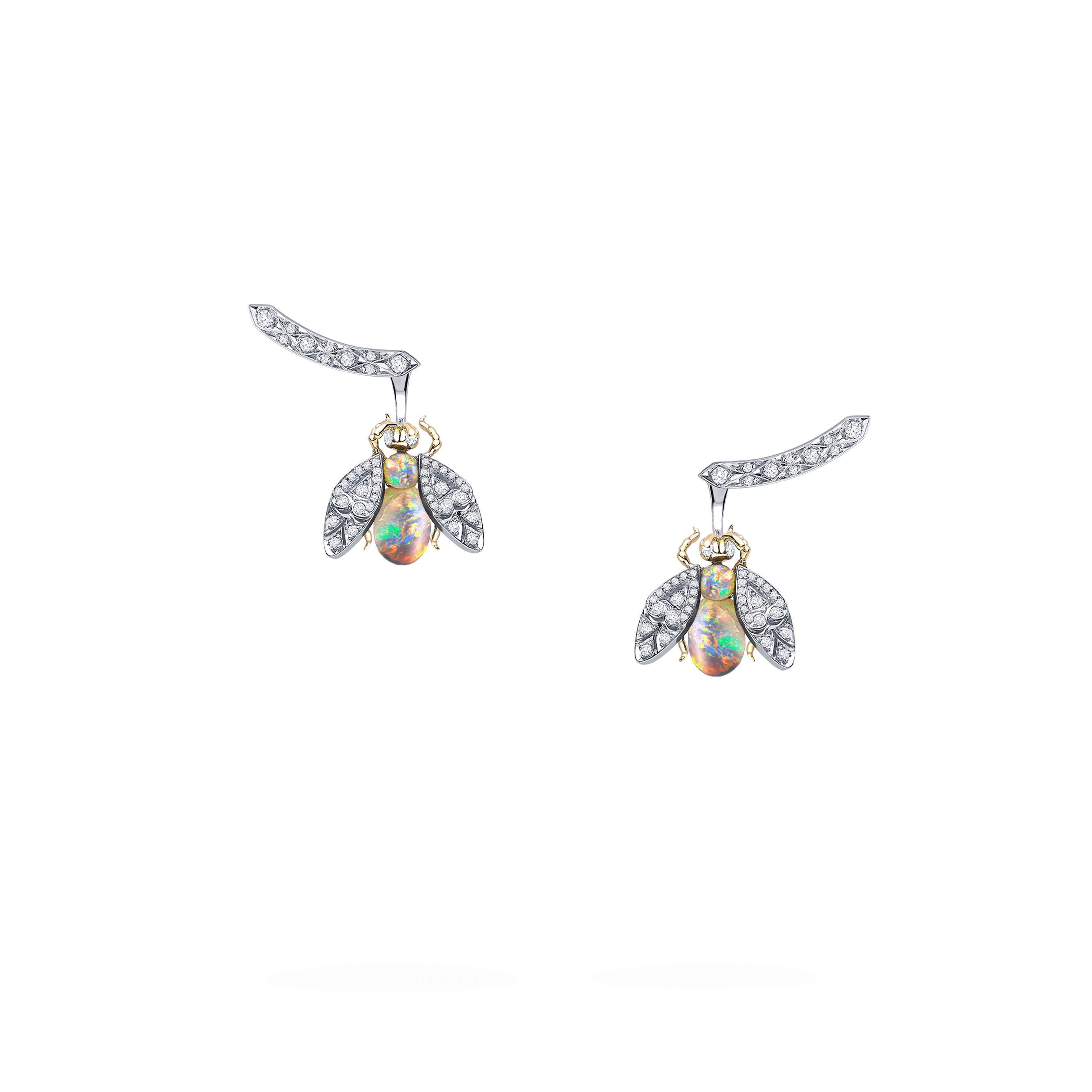 garrard Enchanted Palace Bug Opal and Diamond Earrings In 18ct White Gold