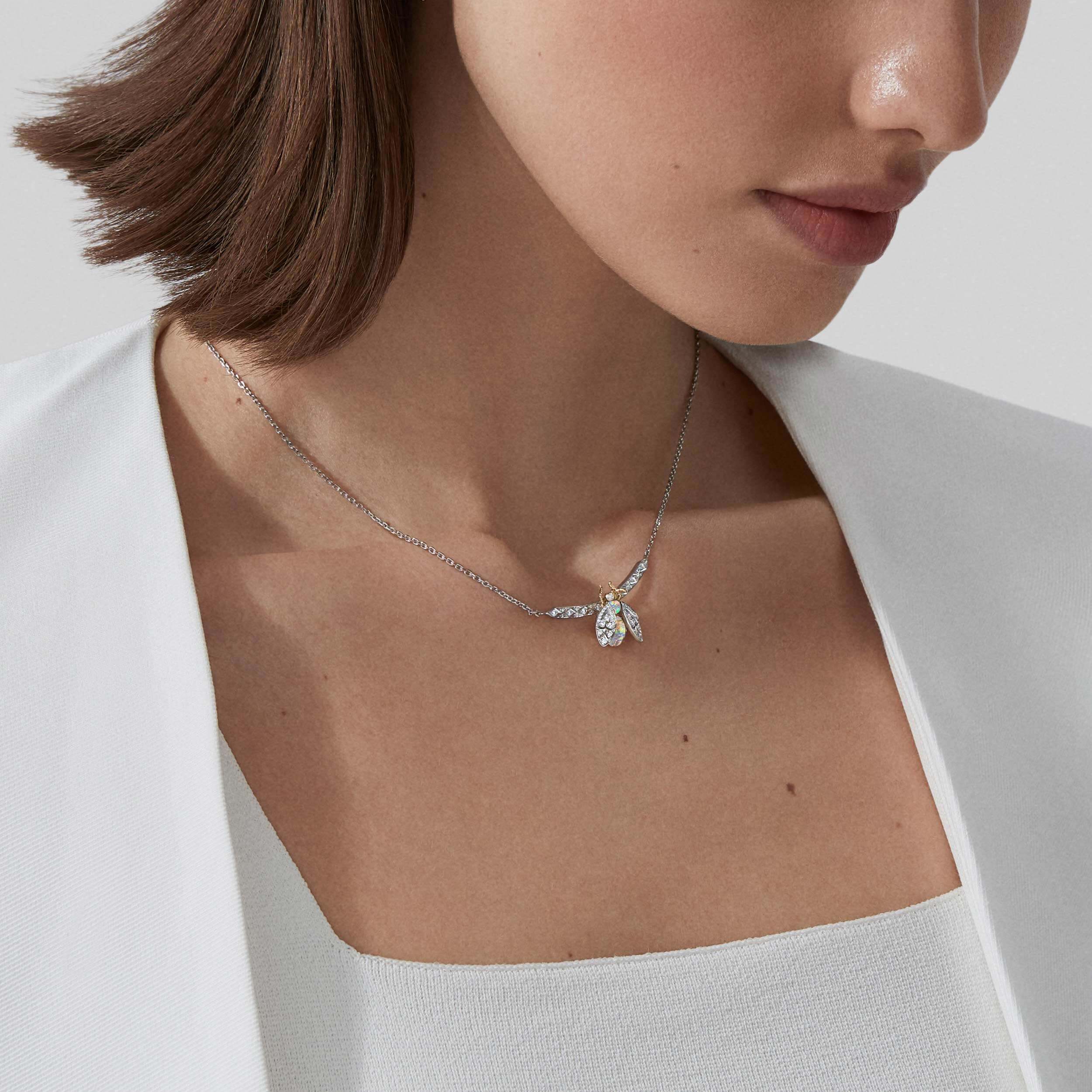 Garrard Enchanted Palace Bug Opal And Diamond Pendant In 18ct White Gold