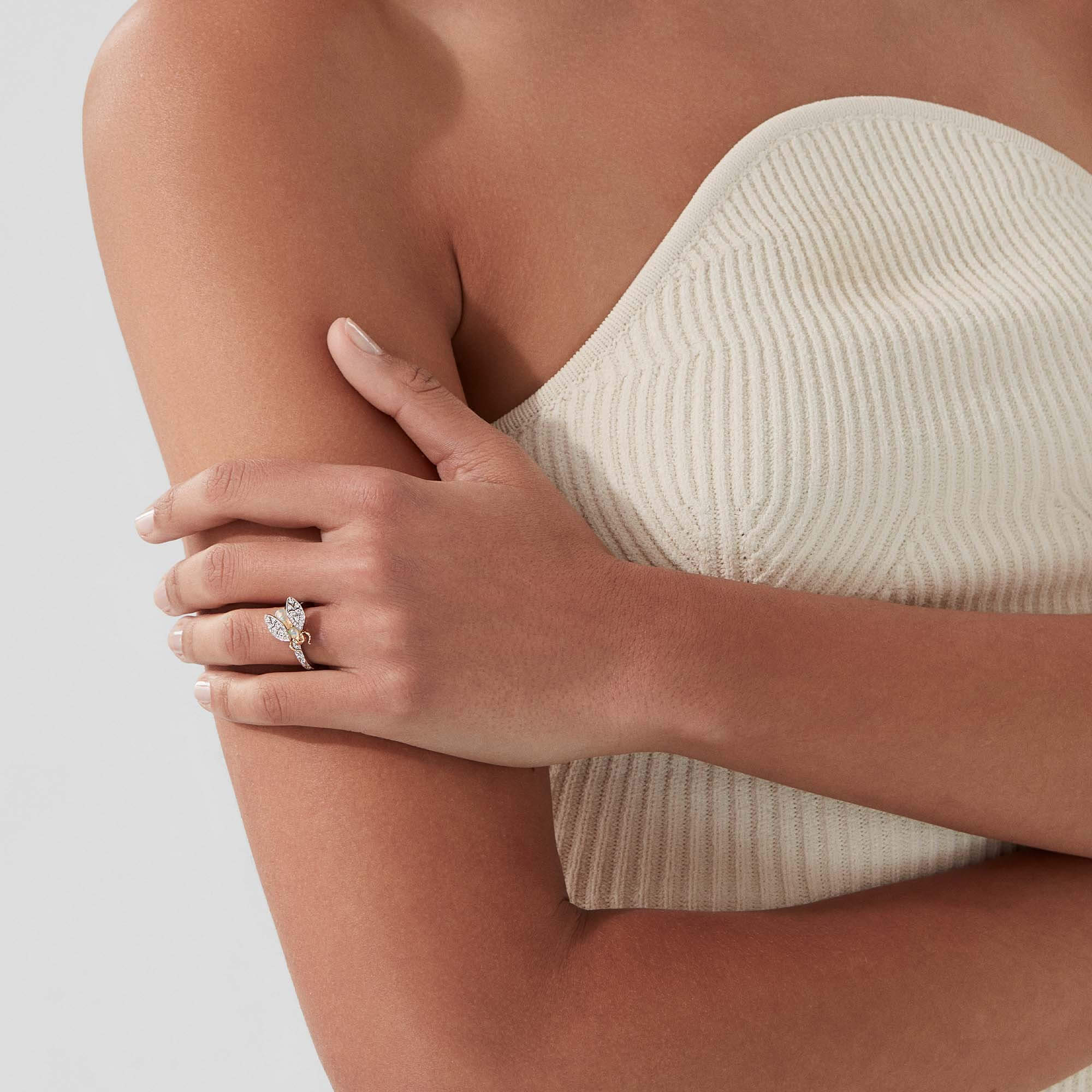 Garrard Enchanted Palace Bug Opal And Diamond Ring In 18ct White Gold