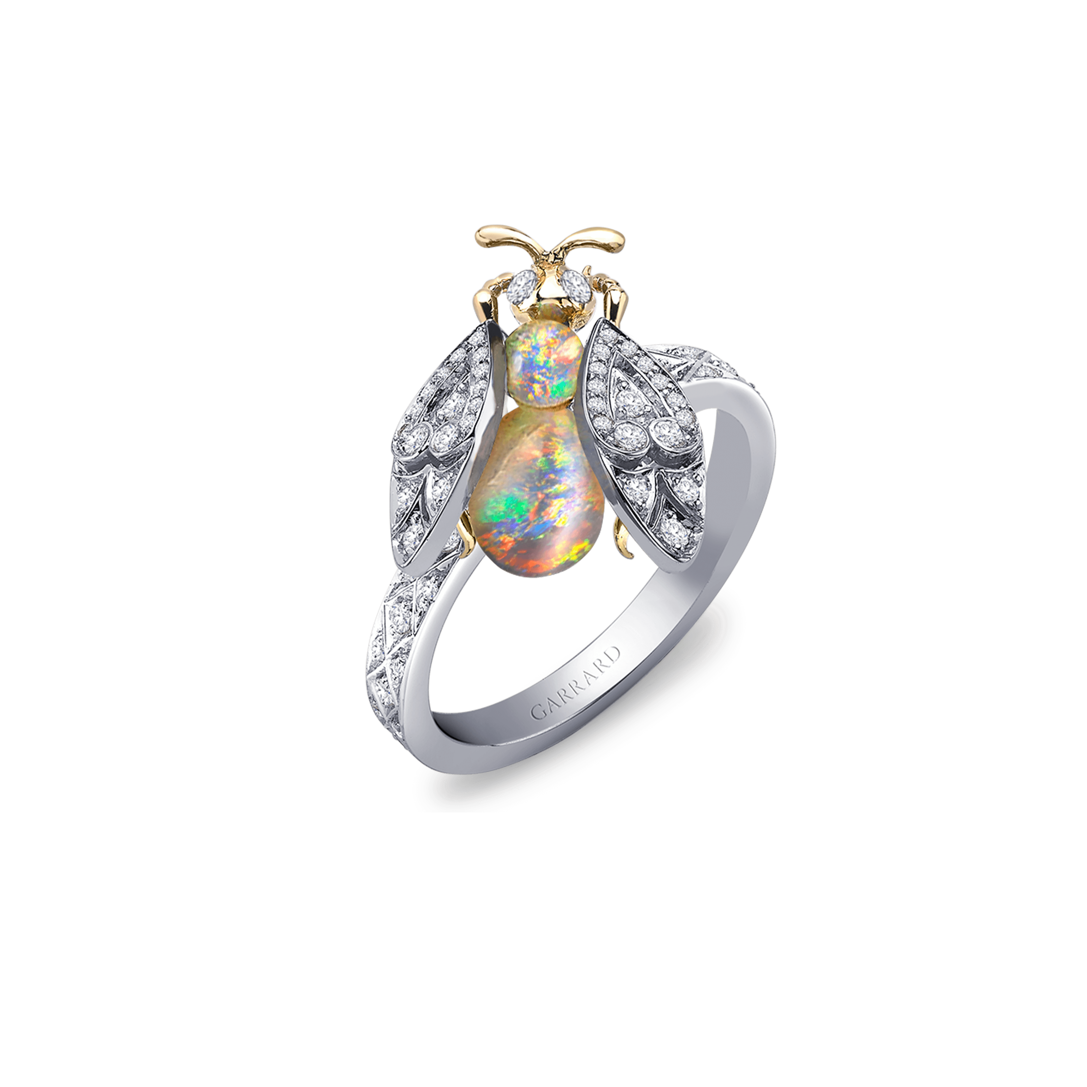 garrard Enchanted Palace Bug Opal and Diamond Ring In 18ct White Gold