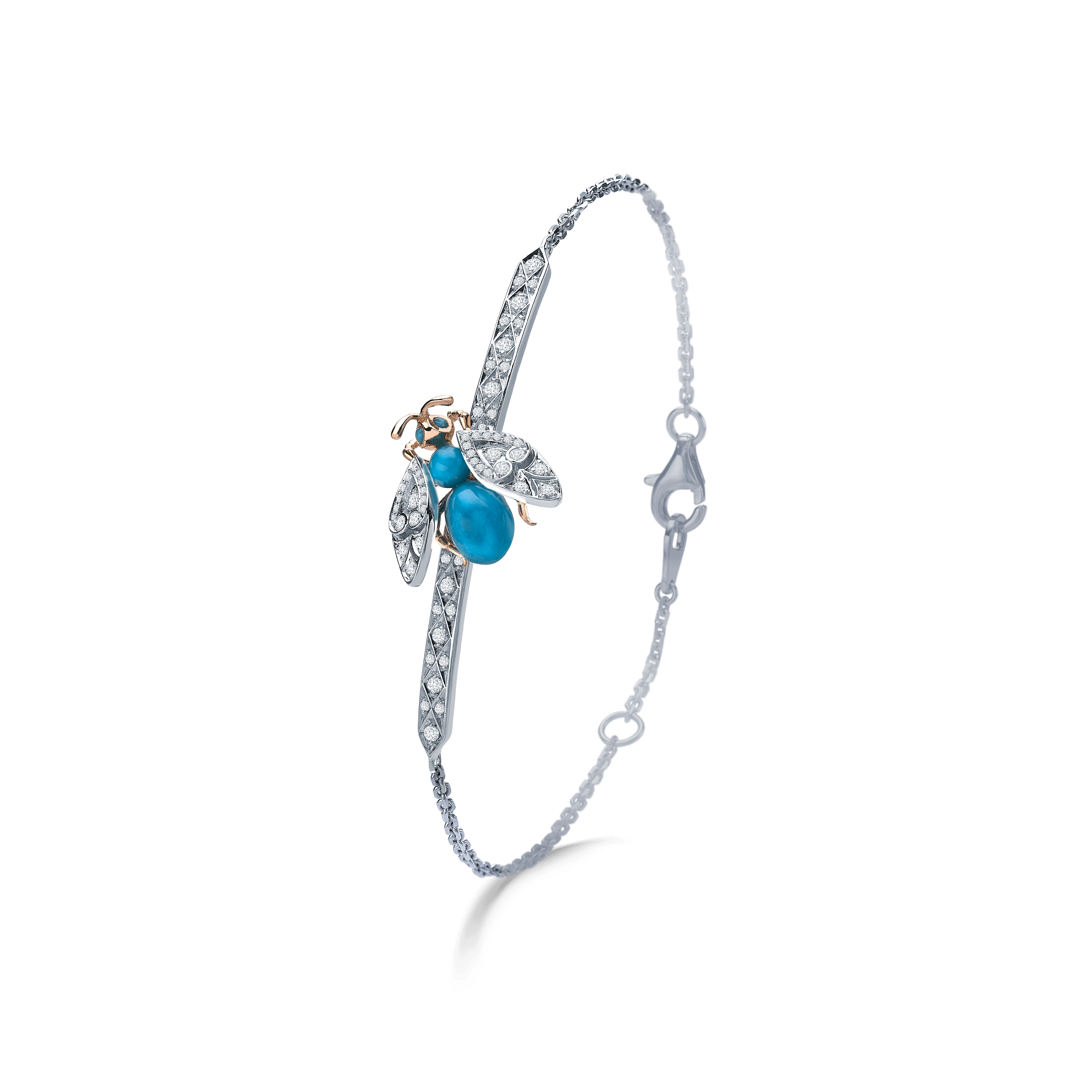 garrard Enchanted Palace Bug Turquoise and Diamond Bracelet In 18ct White Gold