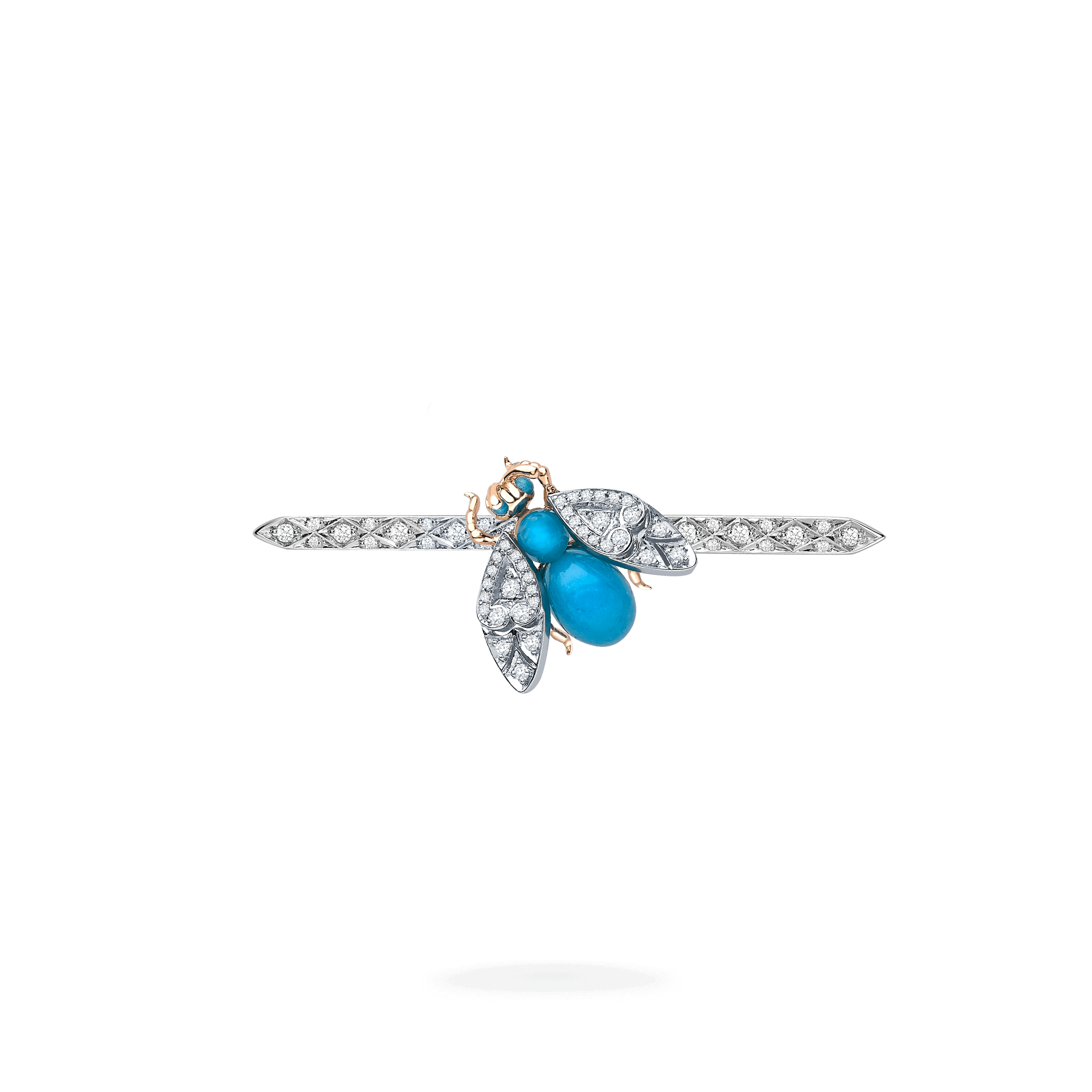 garrard Enchanted Palace Bug Turquoise and Diamond Brooch In 18ct White Gold