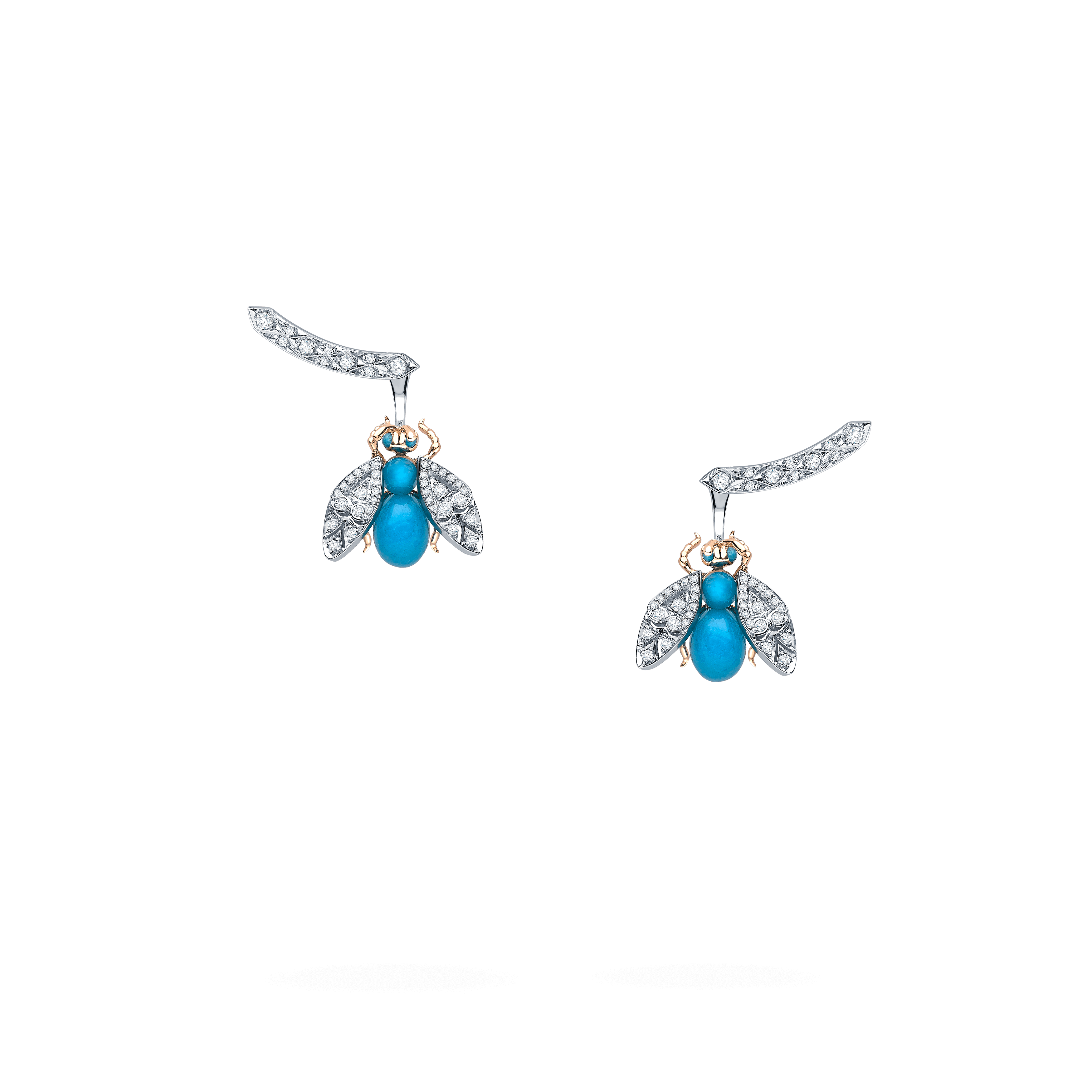 garrard Enchanted Palace Bug Turquoise and Diamond Earrings In 18ct White Gold