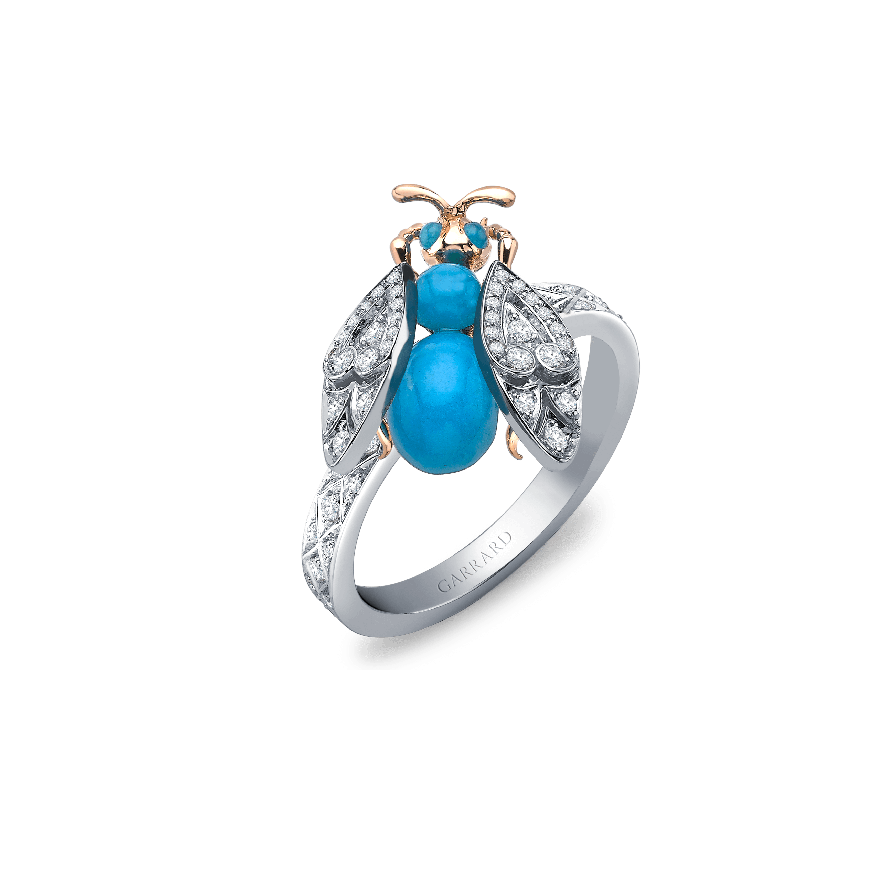 garrard Enchanted Palace Bug Turquoise and Diamond Ring In 18ct White Gold