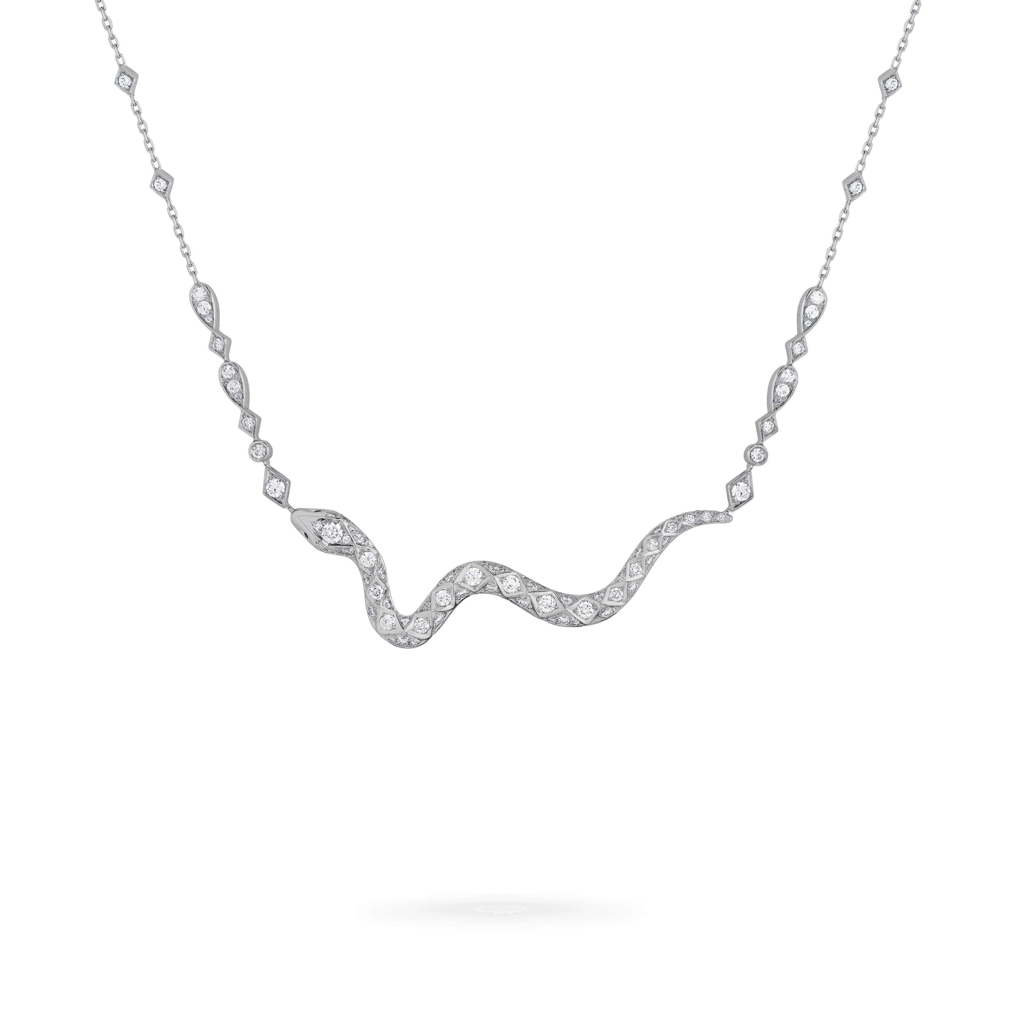 garrard Enchanted Palace Serpent Diamond Necklace In 18ct White Gold with Blue Sapphires