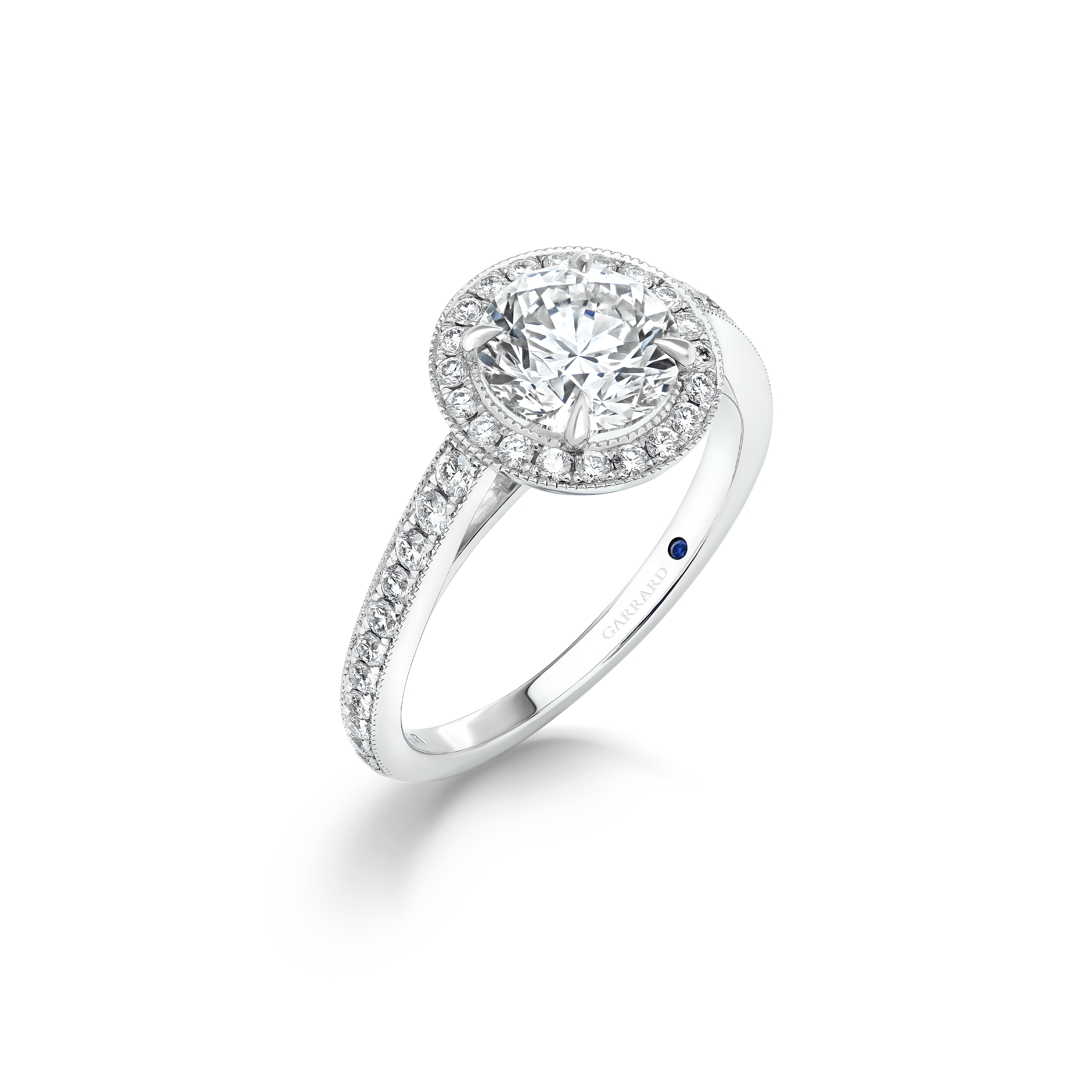 garrard Evermore Round Brilliant Diamond Halo Engagement Ring In Platinum with Diamonds