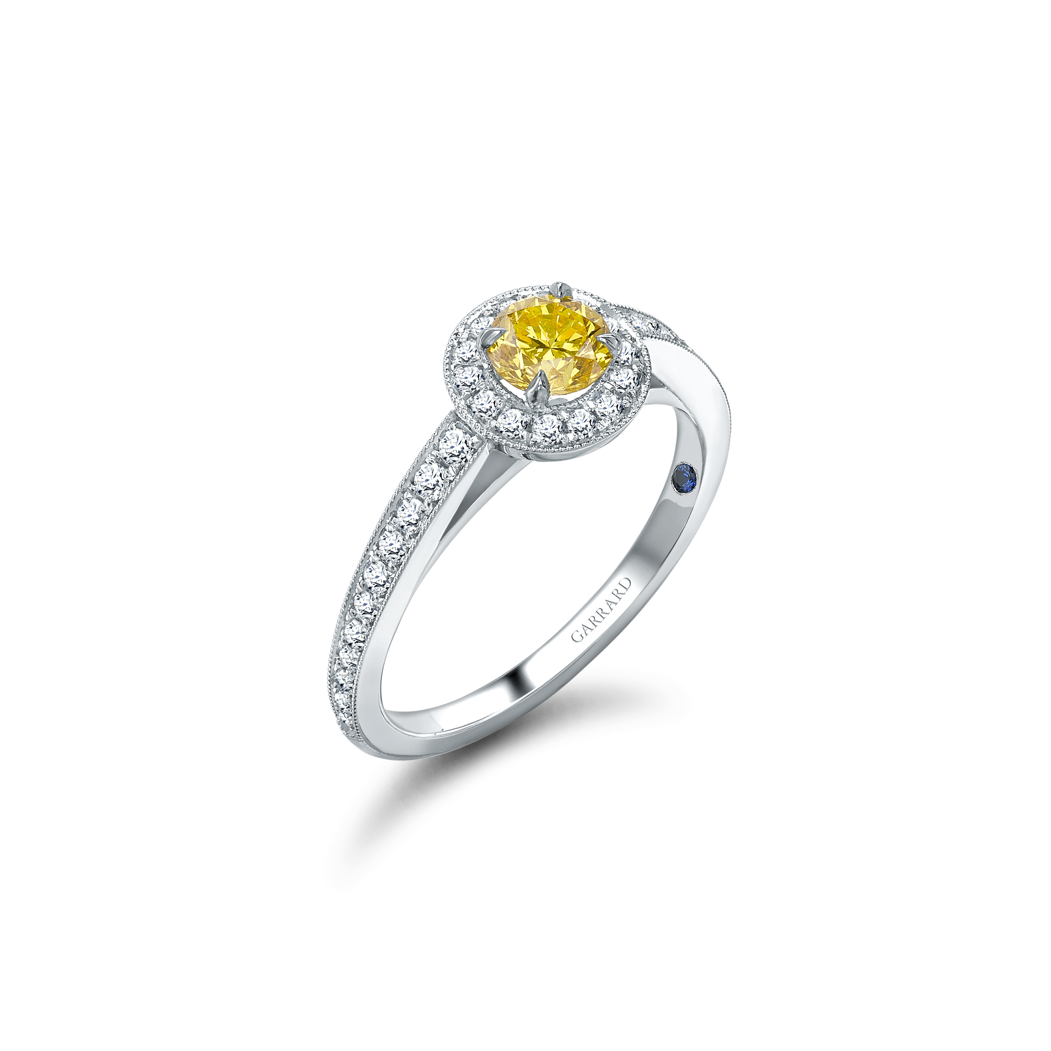 garrard Evermore Round Yellow Diamond Halo Engagement Ring In Platinum