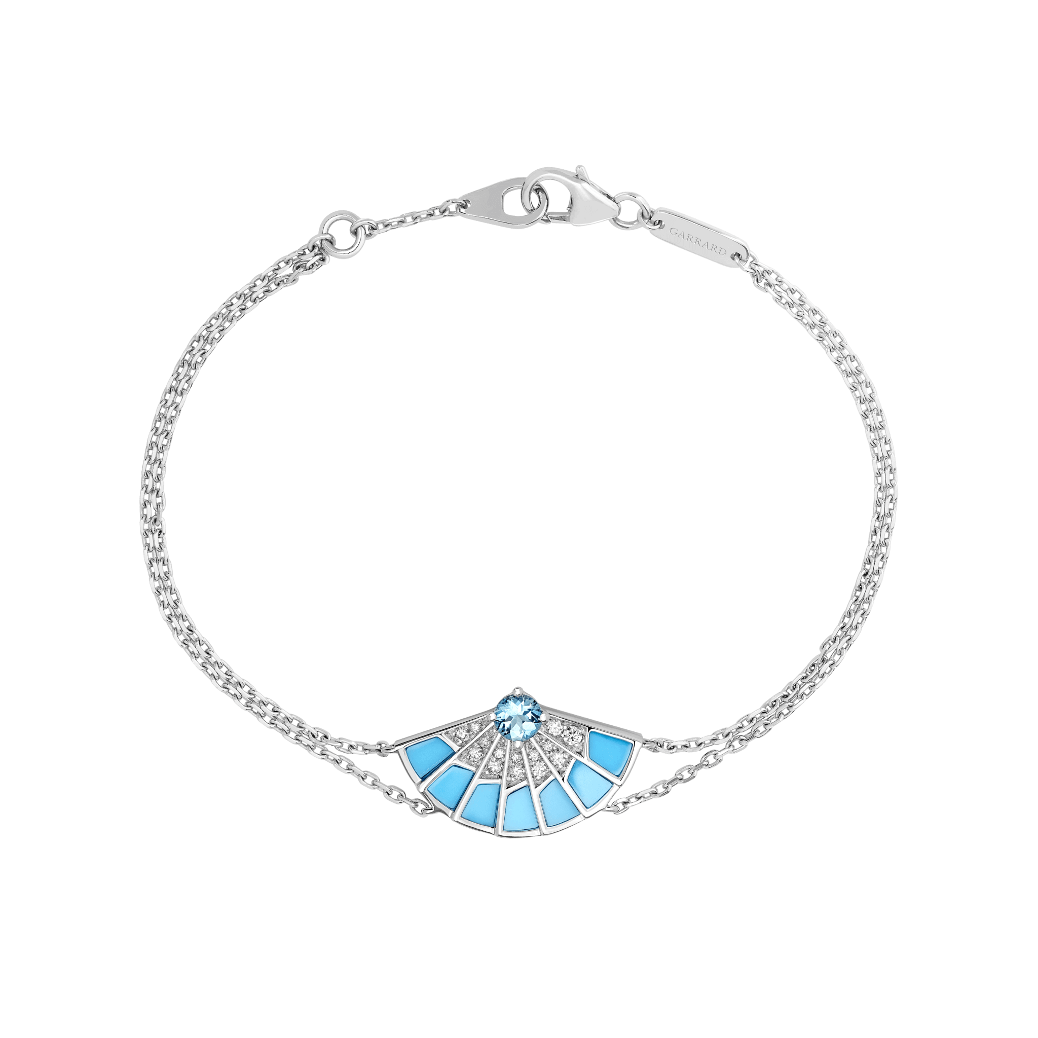 garrard Fanfare Symphony Aquamarine and Turquoise Bracelet In 18ct White Gold with Diamonds