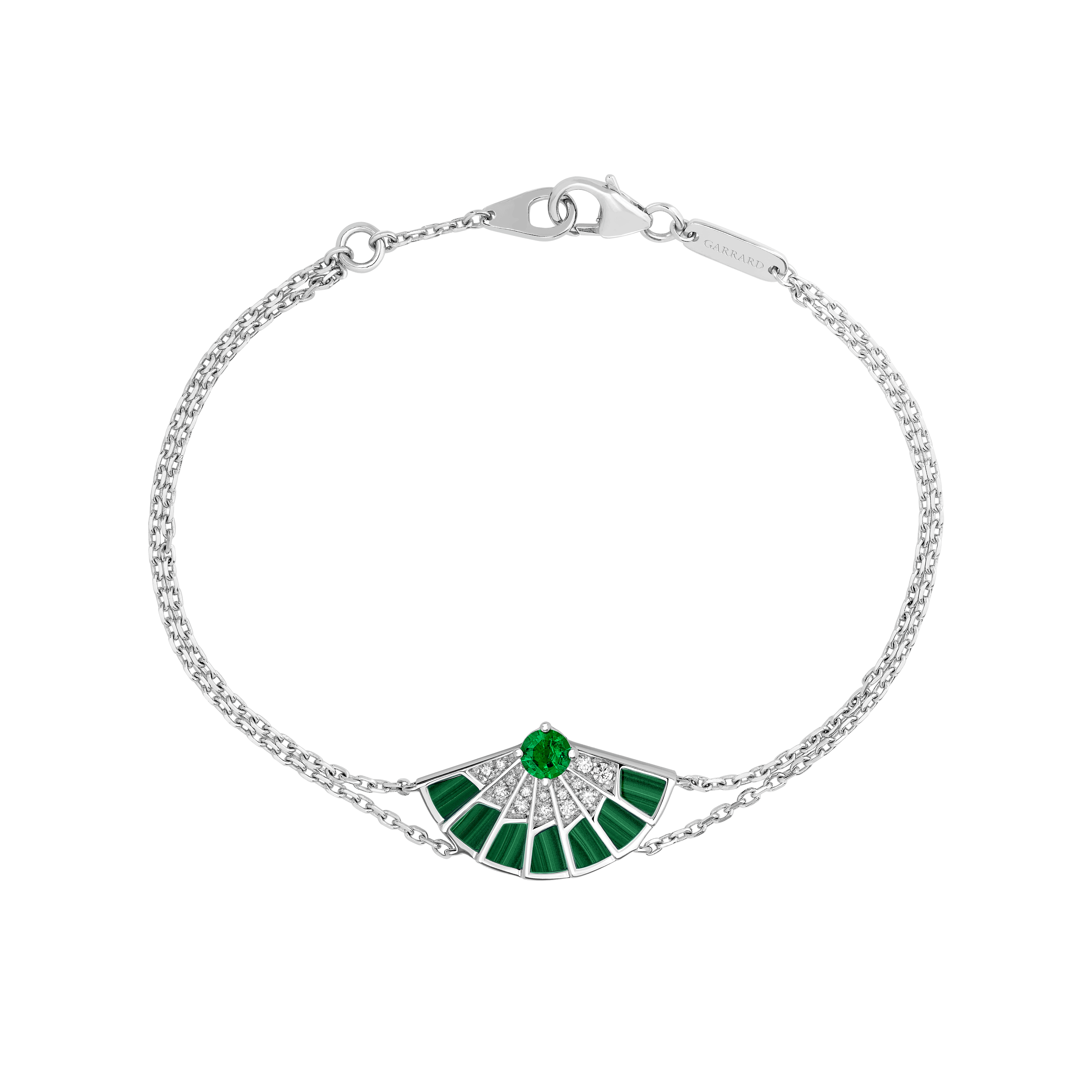 garrard Fanfare Symphony Emerald and Malachite Bracelet In 18ct White Gold with Diamonds