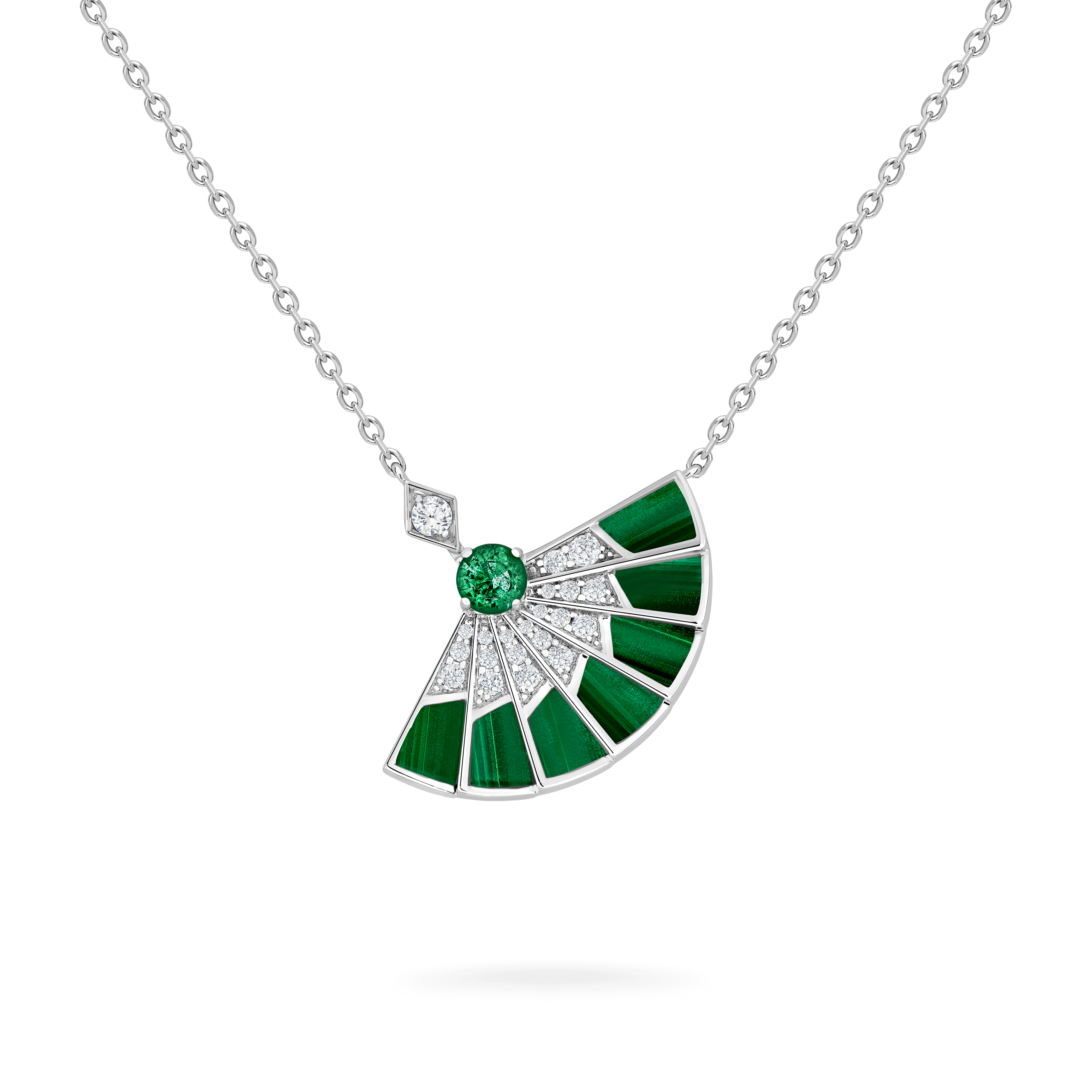 garrard Fanfare Symphony Emerald and Malachite Pendant In 18ct White Gold with Diamonds