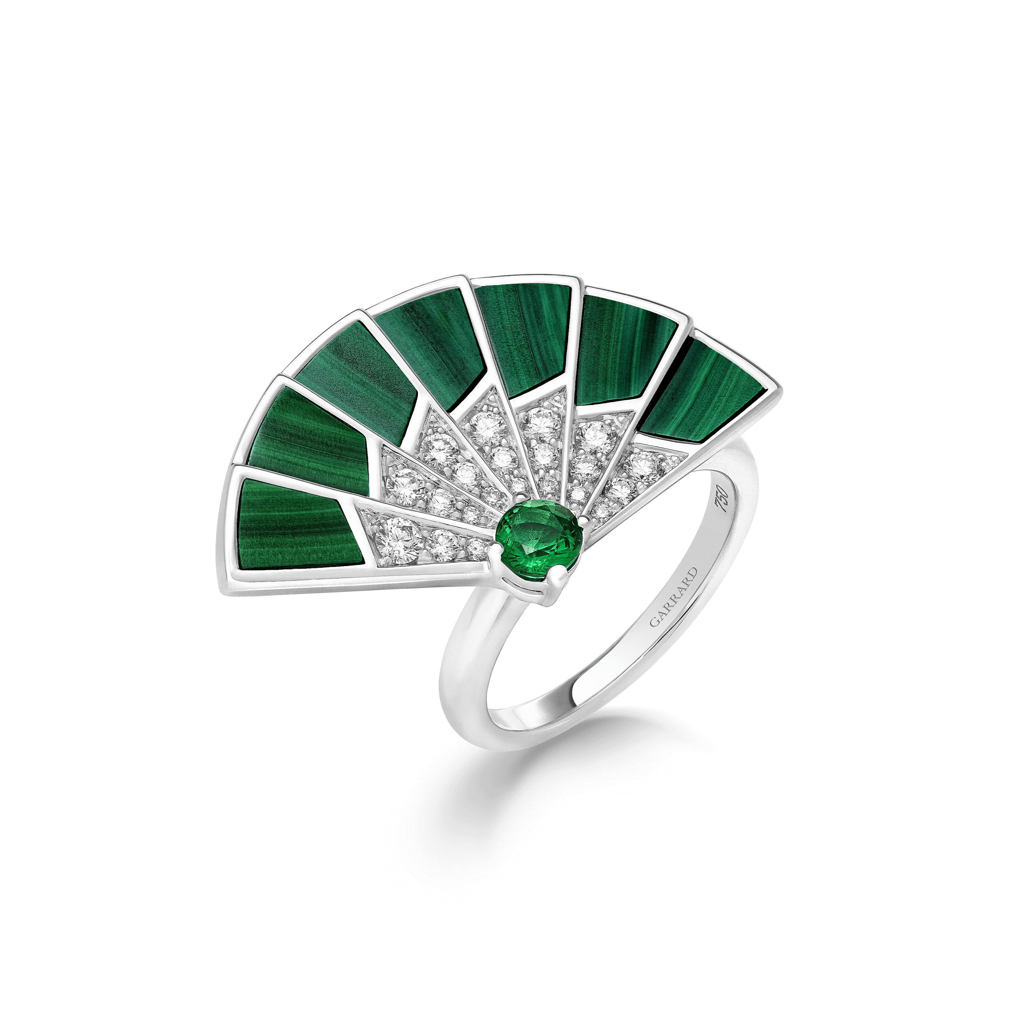 garrard Fanfare Symphony Emerald and Malachite Ring In 18ct White Gold with Diamonds