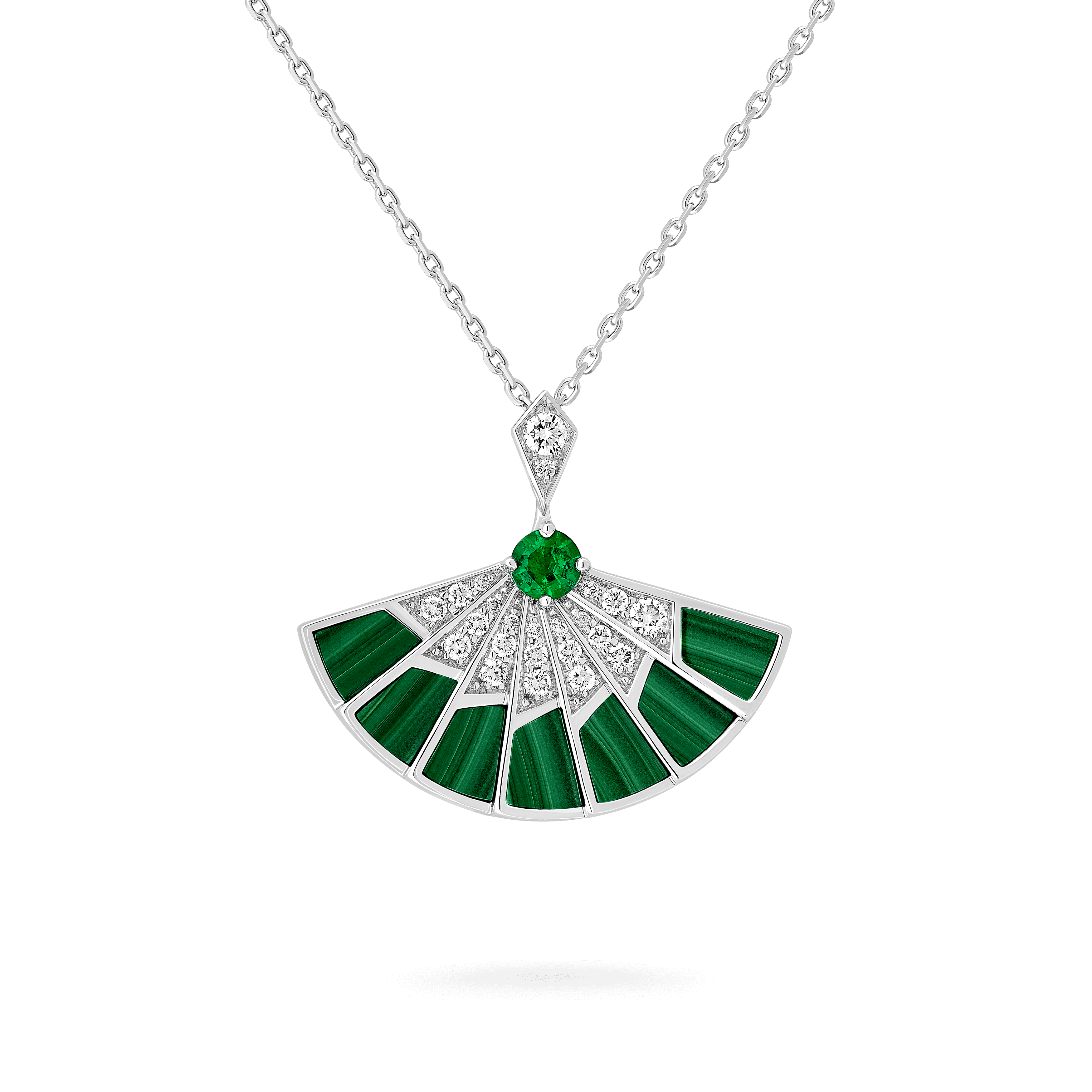 garrard Fanfare Symphony Emerald and Malachite Slider Pendant In 18ct White Gold with Diamonds
