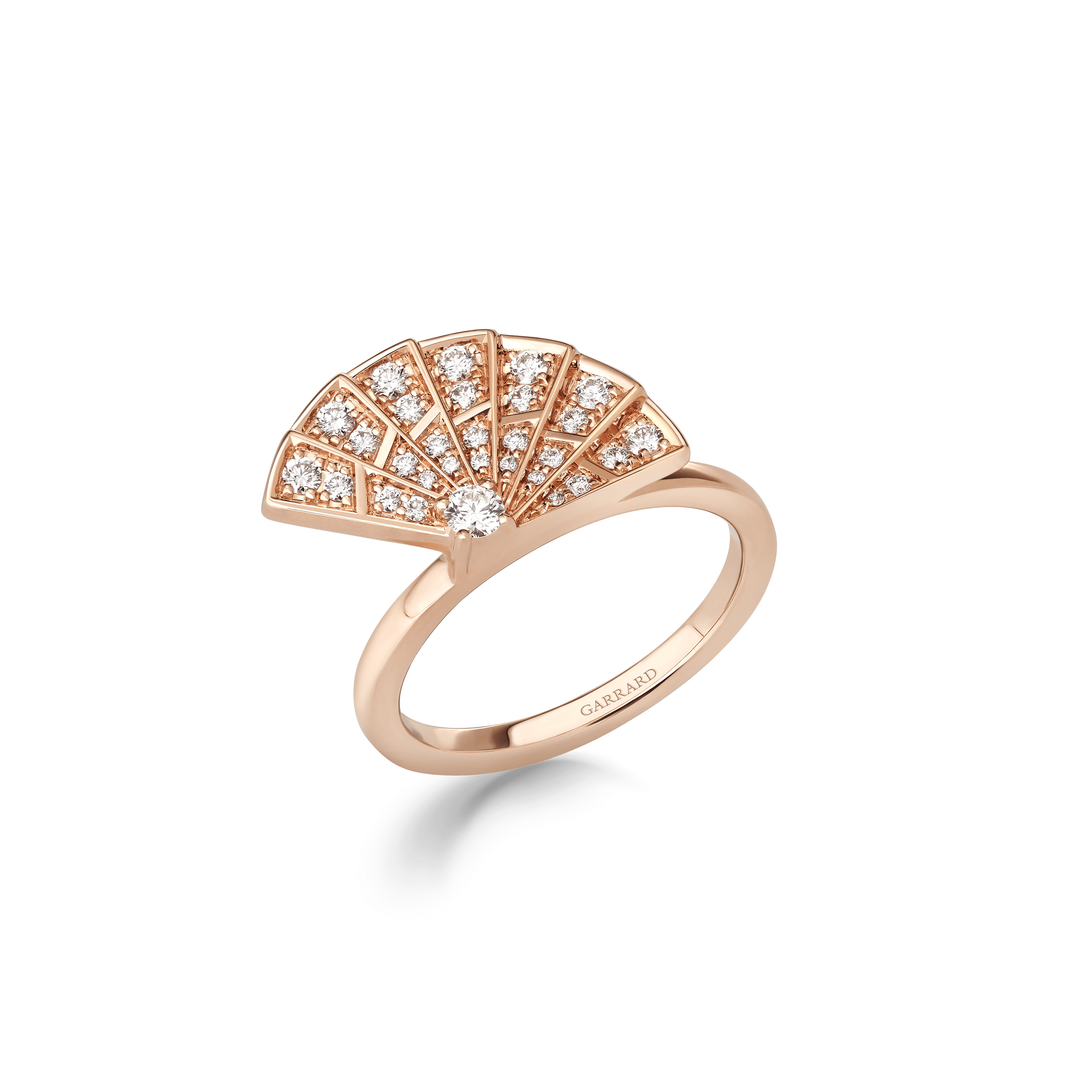 garrard Fanfare Symphony Mini Icons Diamond Ring In 18ct Rose Gold