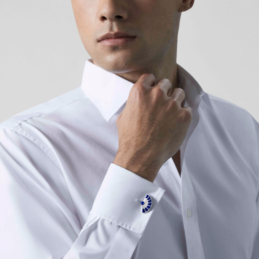 Garrard Fanfare Symphony Sapphire And Lapis Lazuli Cufflinks In 18ct White Gold With Diamonds