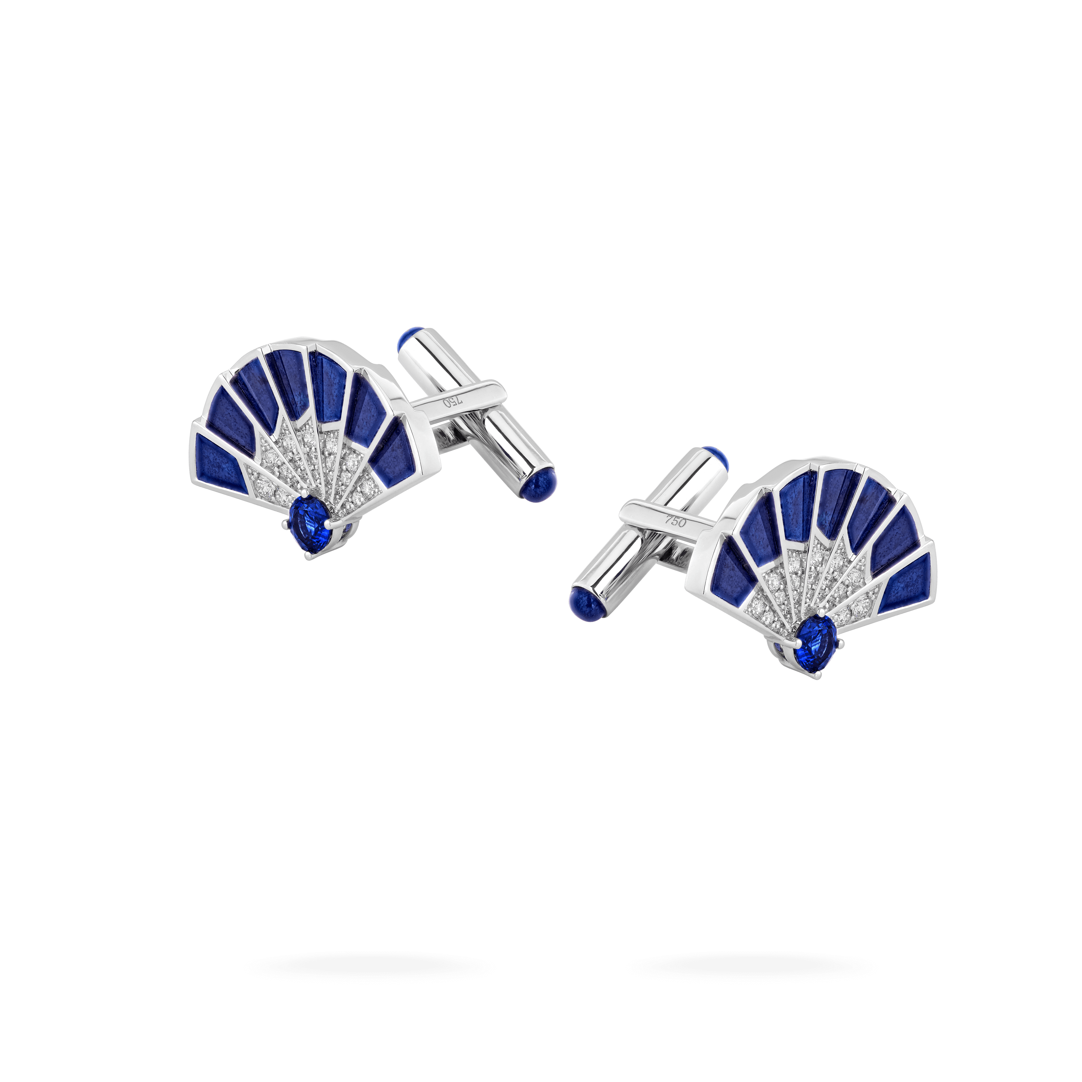 garrard Fanfare Symphony Sapphire and Lapis Lazuli Cufflinks In 18ct White Gold with Diamonds