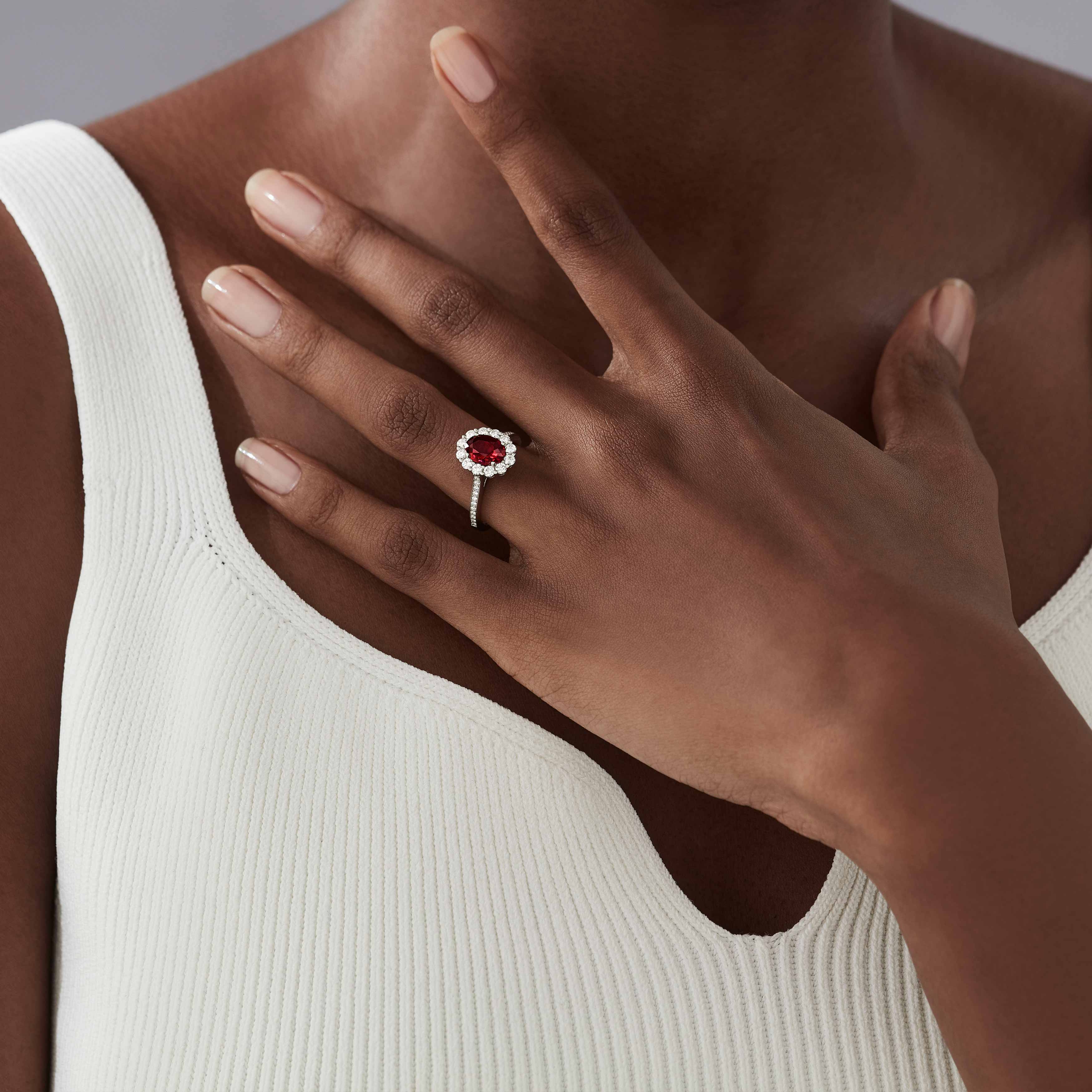 Garrard 1735 Ruby Ring In Platinum With Diamonds