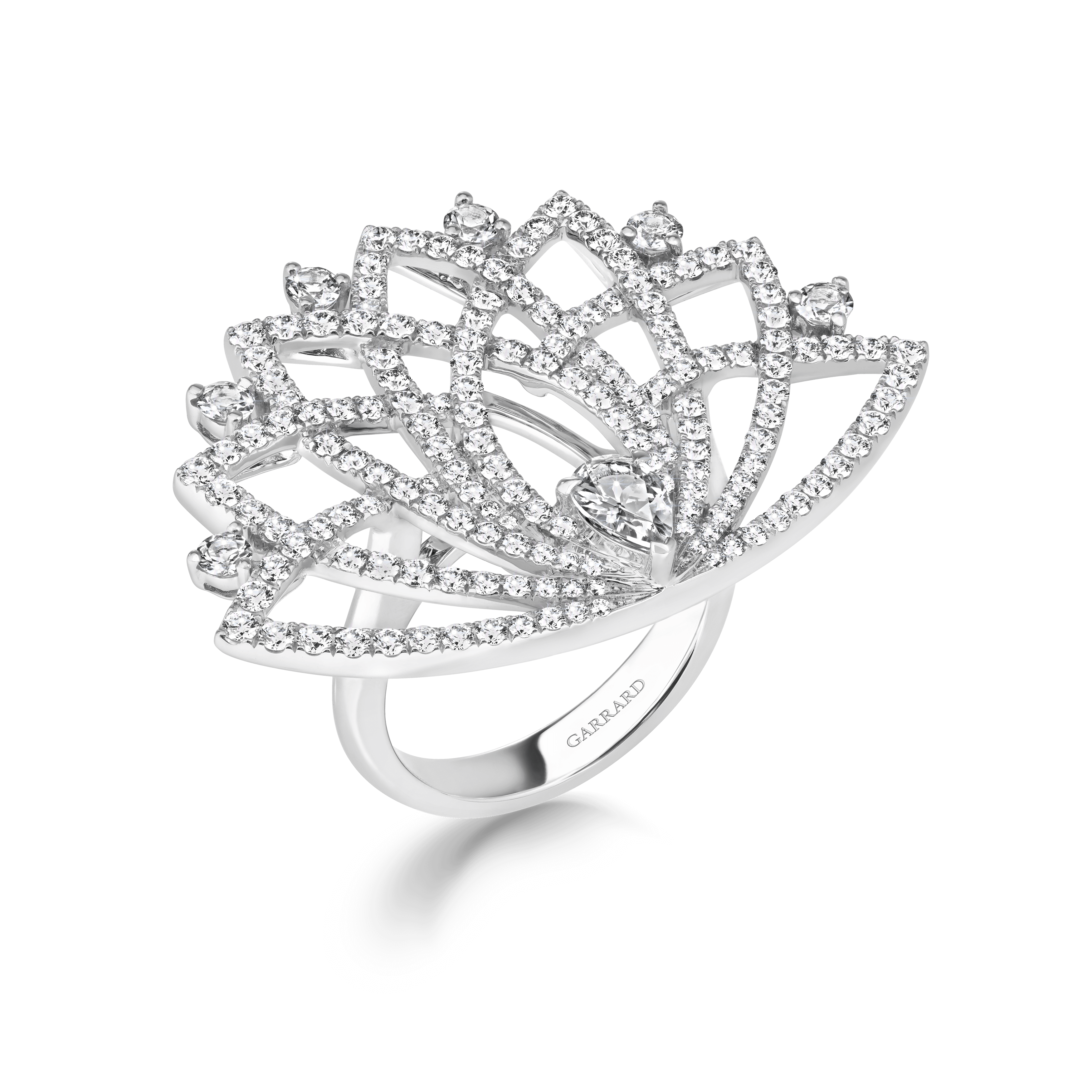 garrard Lotus Bloom Diamond Ring In 18K White Gold