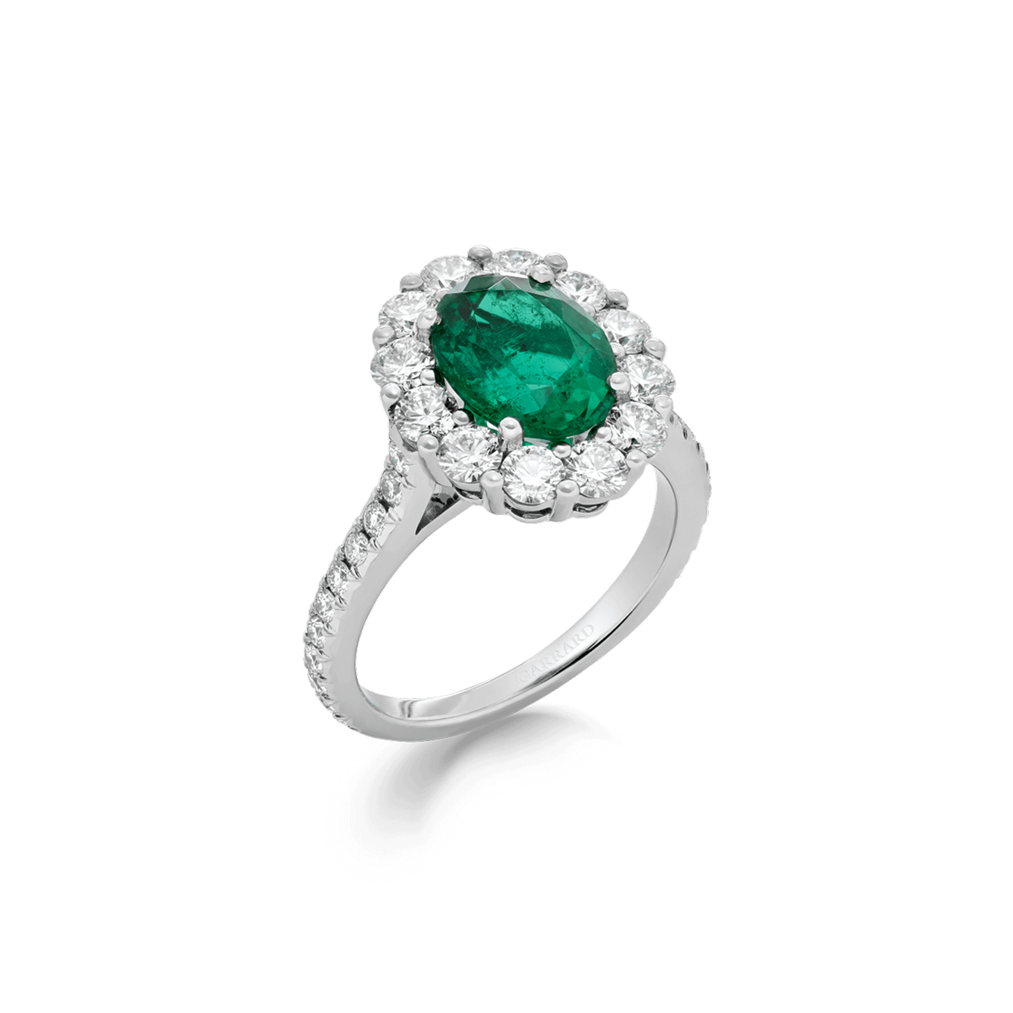 garrard Jewelled Vault 2.31ct oval Colombian Emerald And Diamond 1735 Ring In Platinum