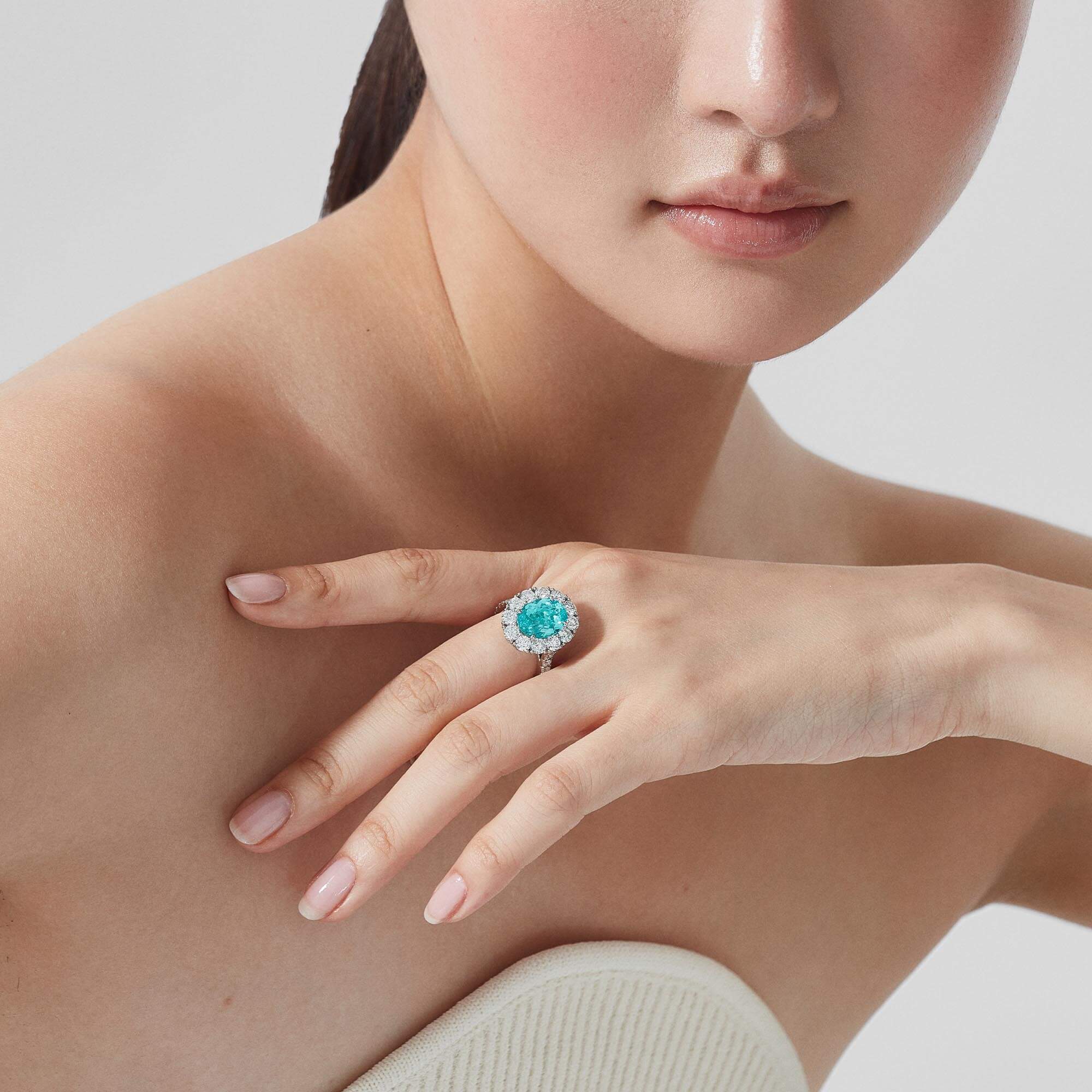 Garrard Jewelled Vault 3.77ct Oval Paraiba Tourmaline And Diamond 1735 High Jewellery Ring In Platinum