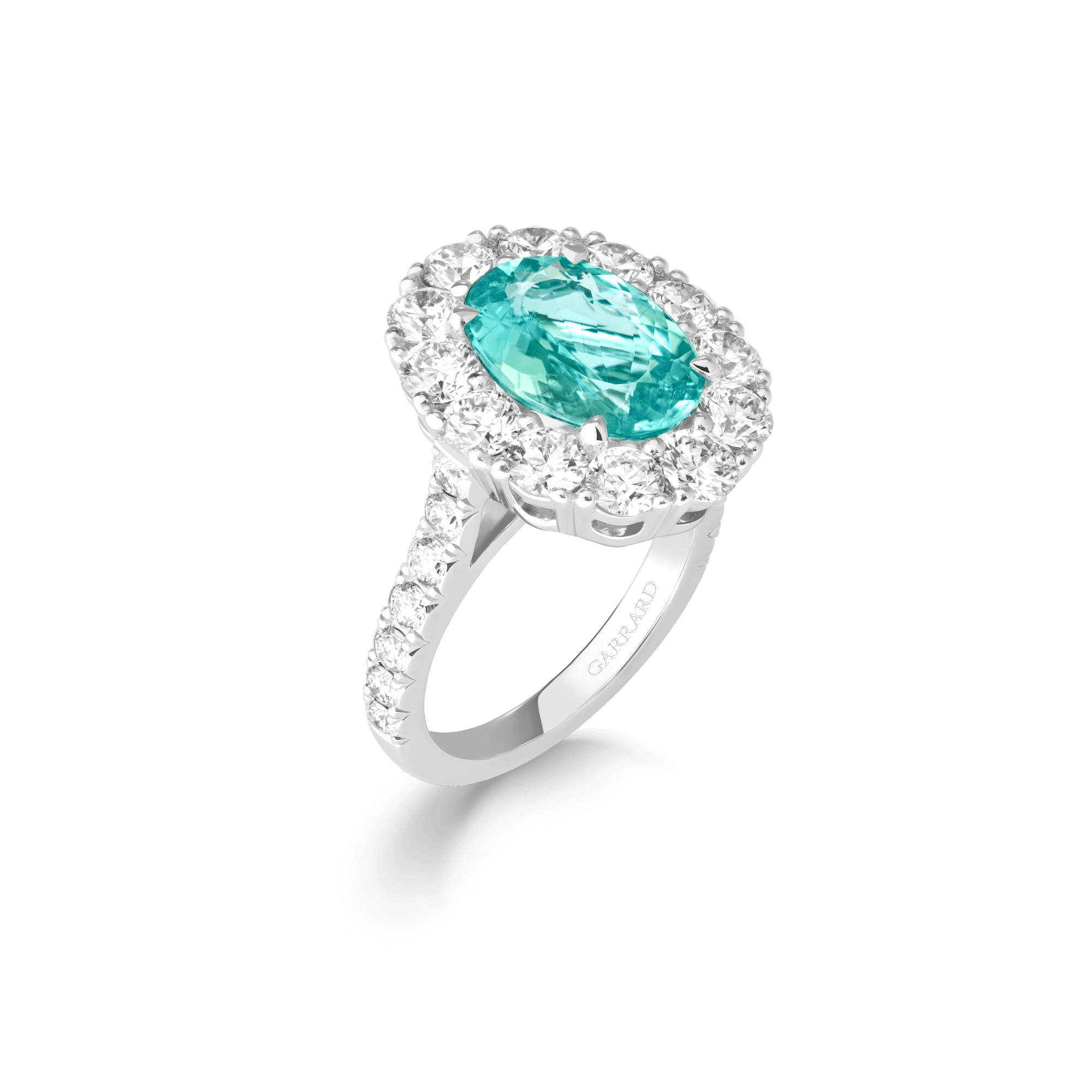 garrard Jewelled Vault 3.77ct Oval Paraiba Tourmaline and Diamond 1735 High Jewellery Ring In Platinum