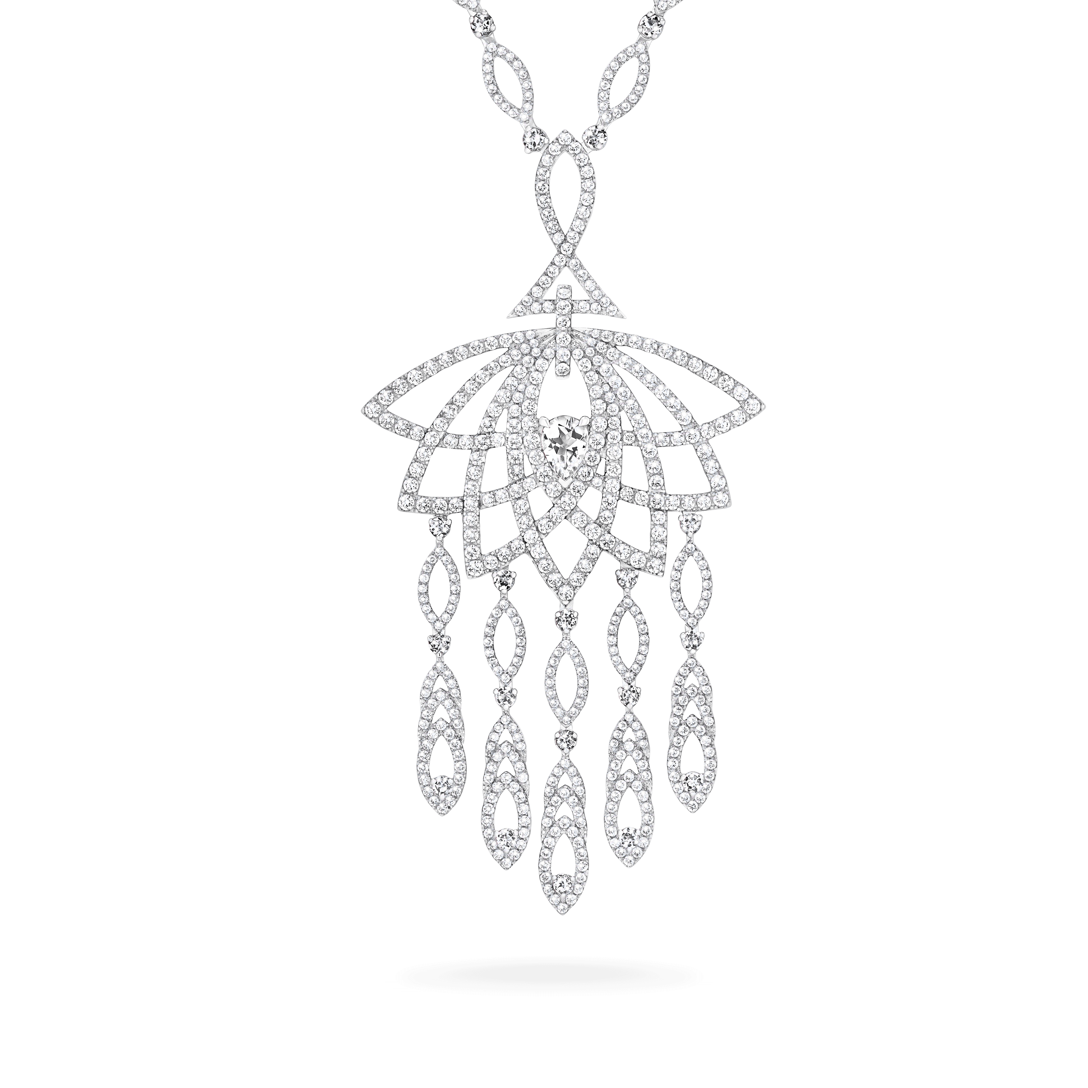 garrard Lotus Bloom Diamond Slider Pendant In 18K White Gold garrard Lotus Bloom Diamond Slider Pendant In 18K White Gold
