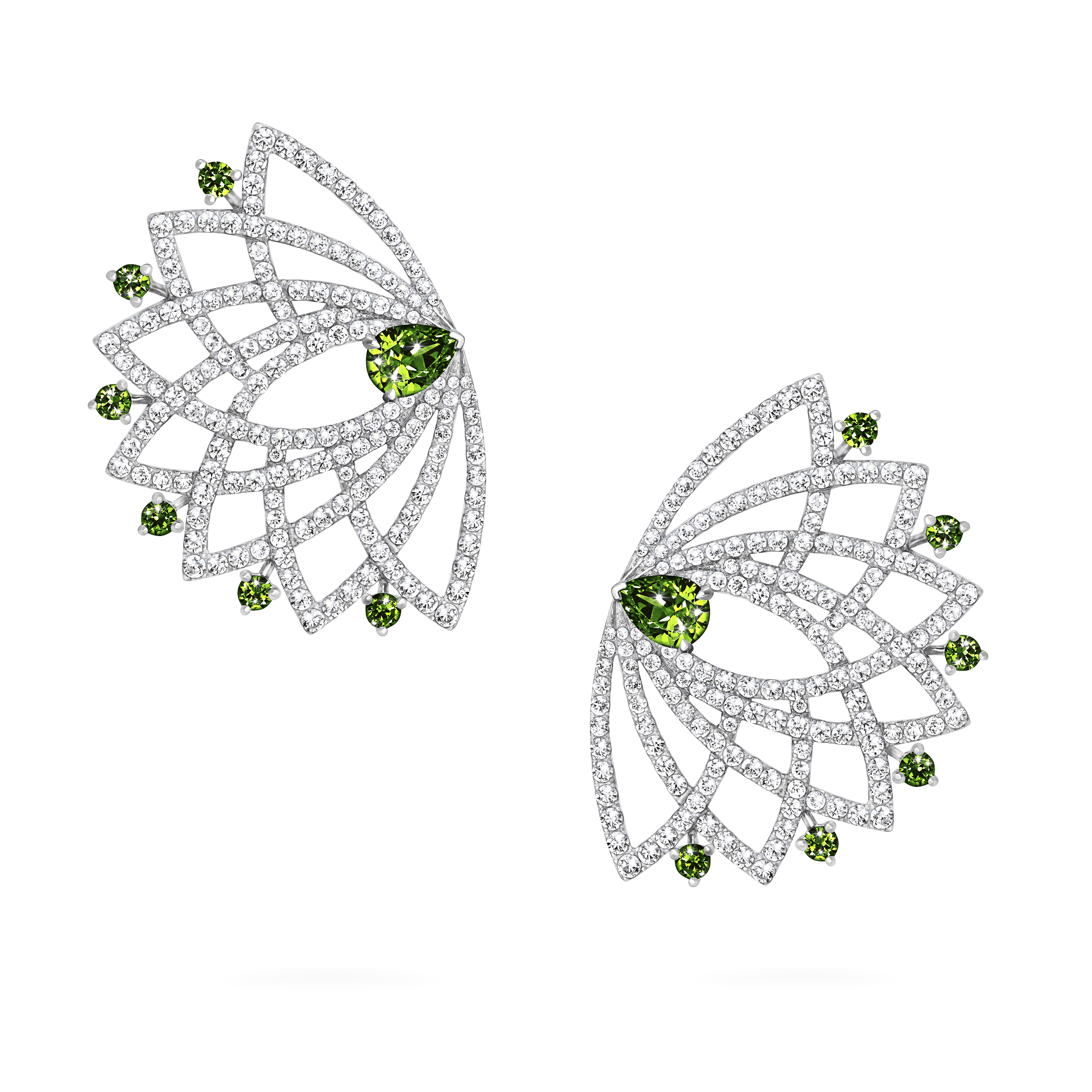 garrard Lotus Bloom Tsavorite and Diamond Ear Climbers In 18K White Gold