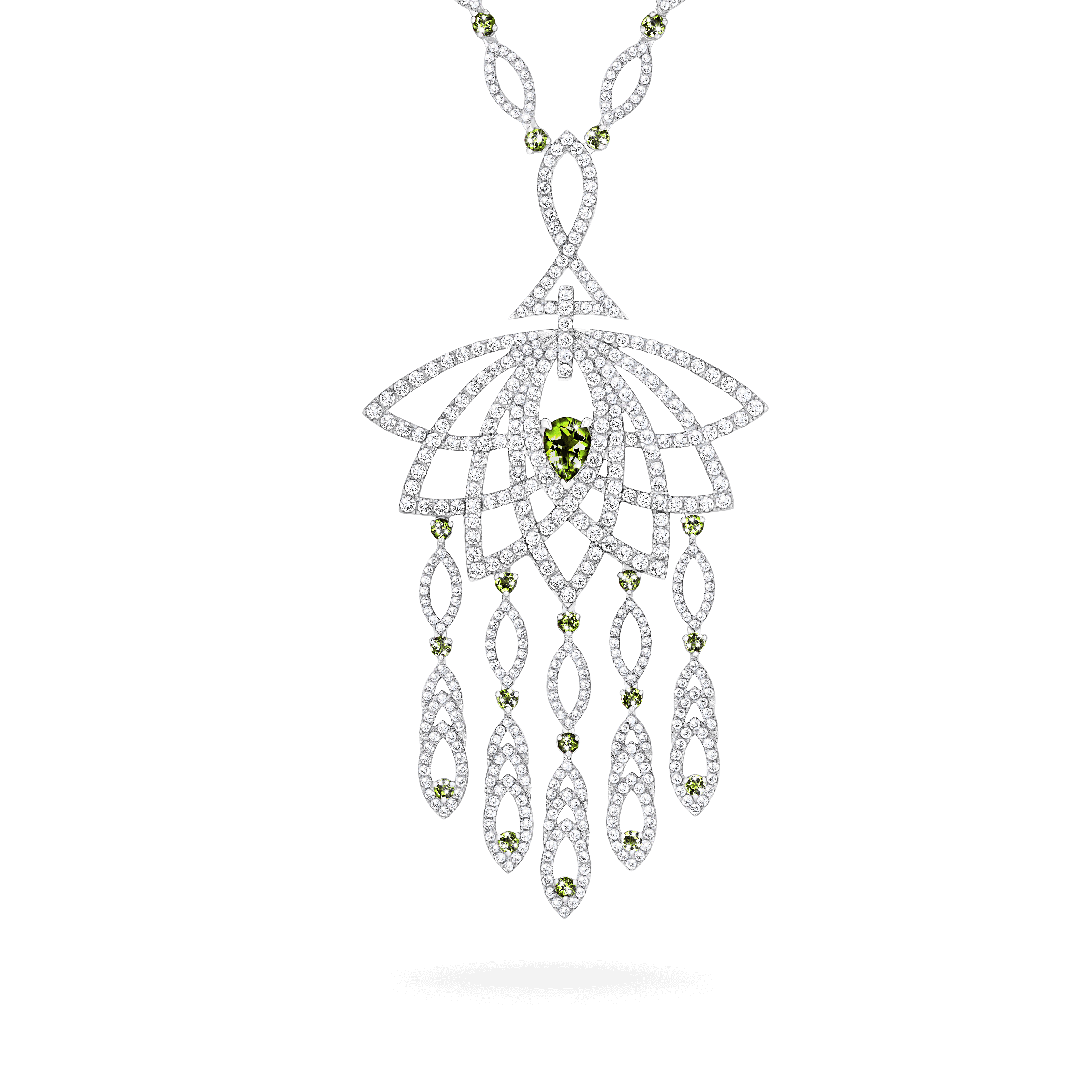garrard Lotus Bloom Tsavorite and Diamond Slider Pendant In 18K White Gold garrard Lotus Bloom Tsavorite and Diamond Slider Pendant In 18K White Gold