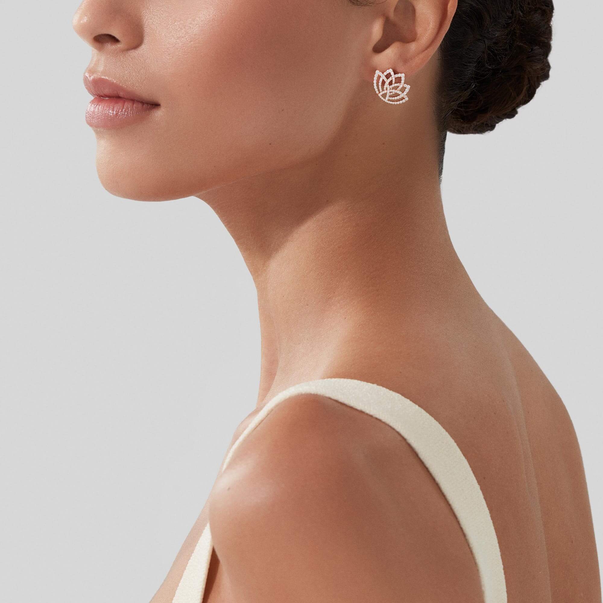 Garrard Lotus Blossom Diamond Earrings In 18K Rose Gold