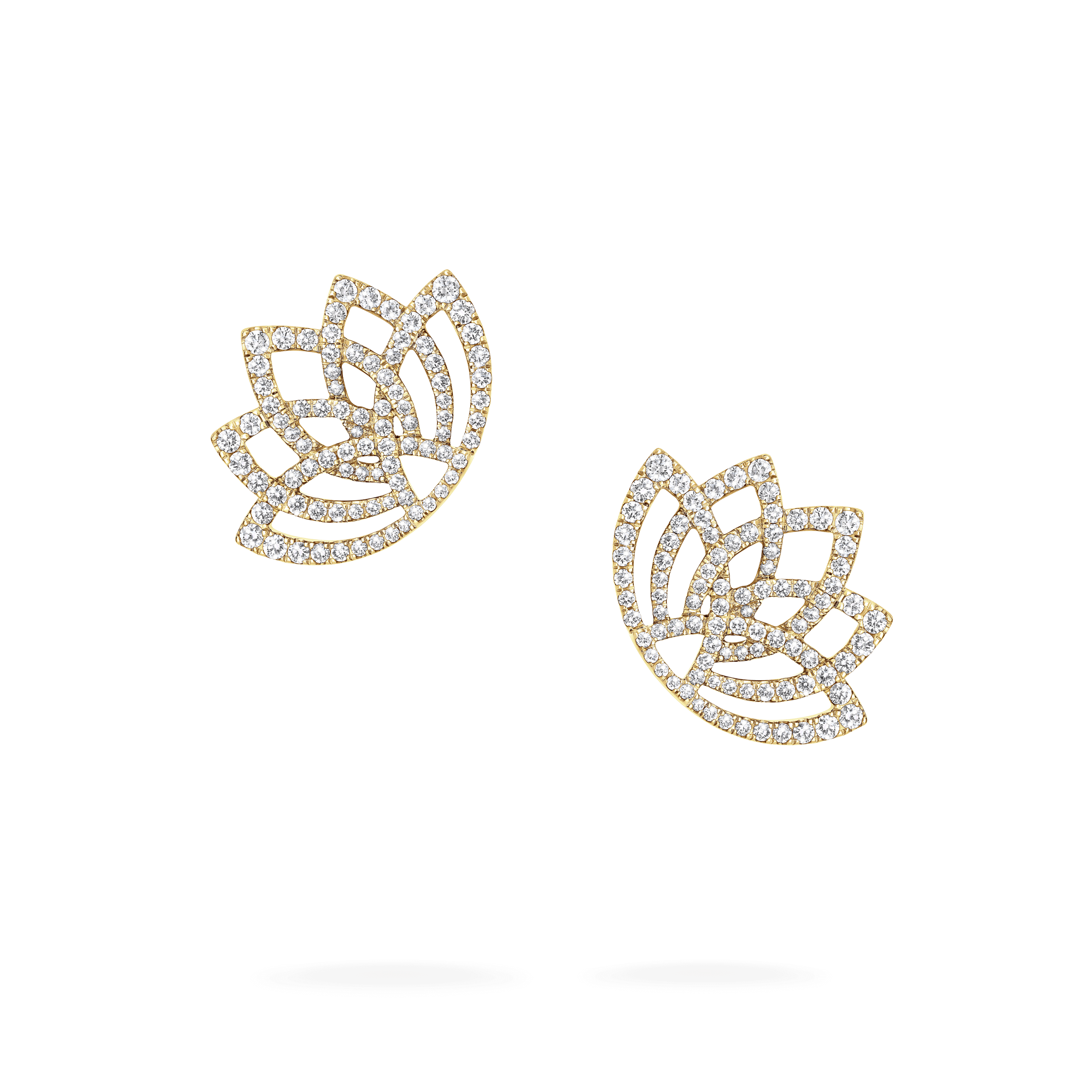 garrard Lotus Blossom Diamond Earrings In 18K Yellow Gold