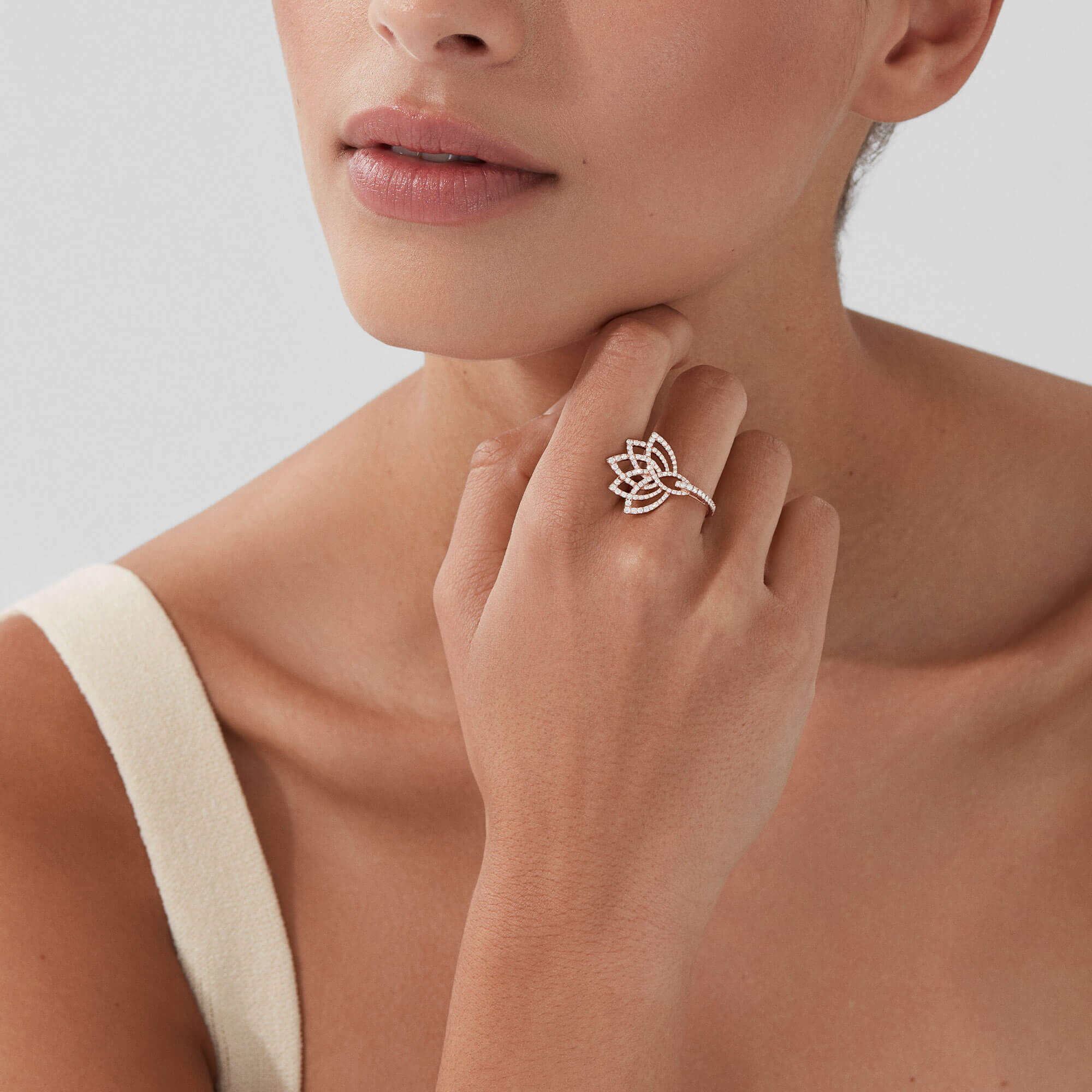 Garrard Lotus Blossom Diamond Ring In 18K Rose Gold