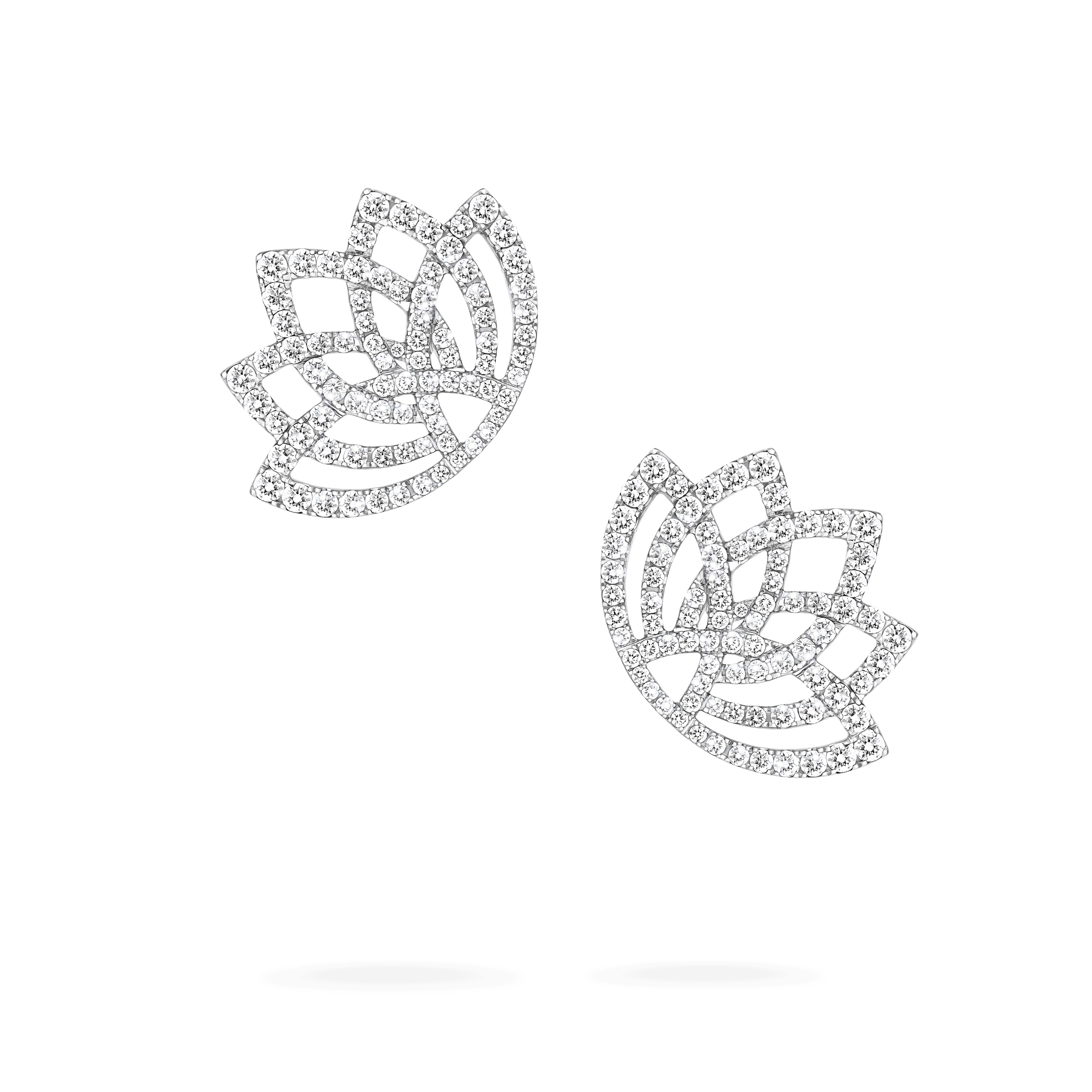 garrard Lotus Flower Diamond Ear Climbers In 18K White Gold