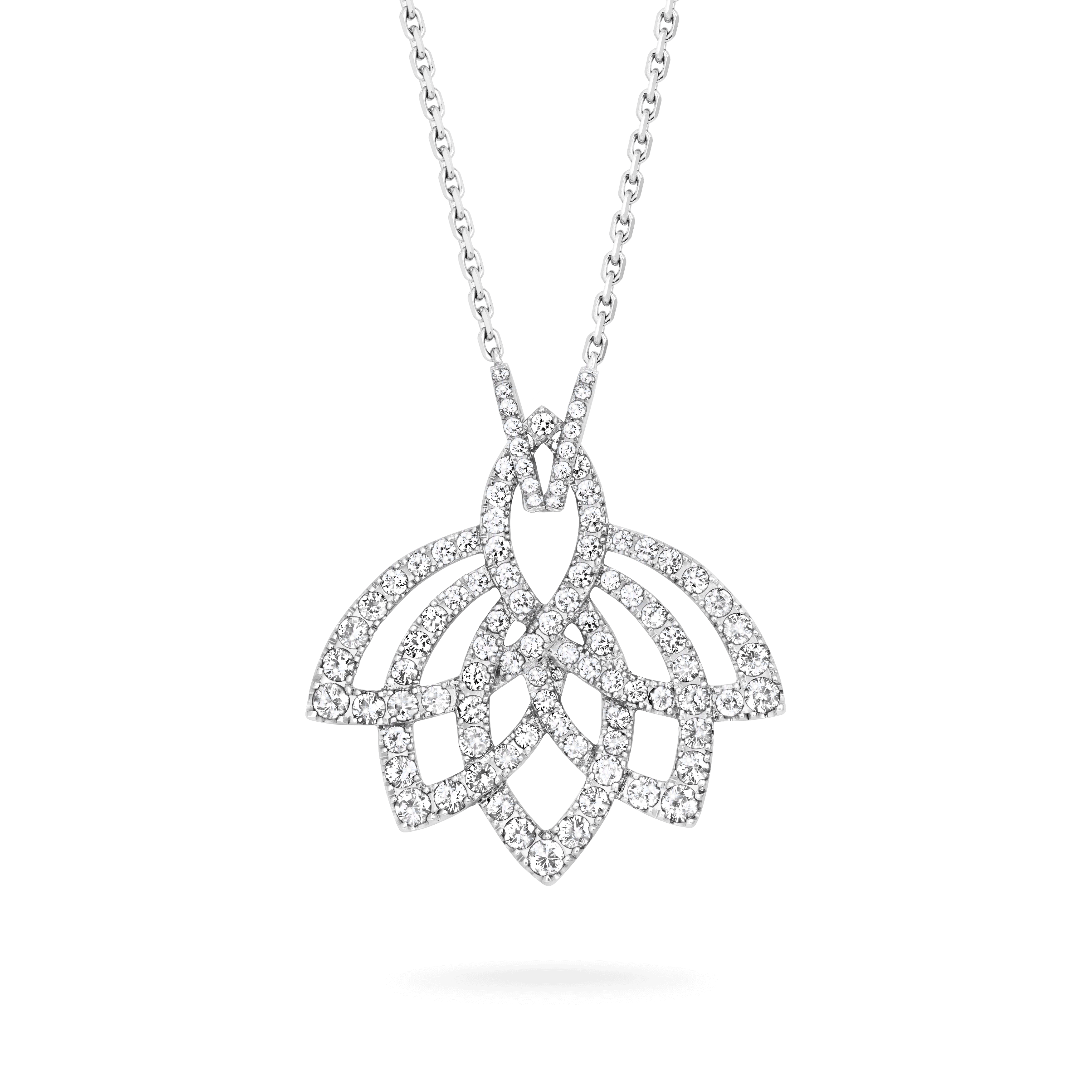 garrard Lotus Flower Diamond Slider Pendant In 18K White Gold garrard Lotus Flower Diamond Slider Pendant In 18K White Gold