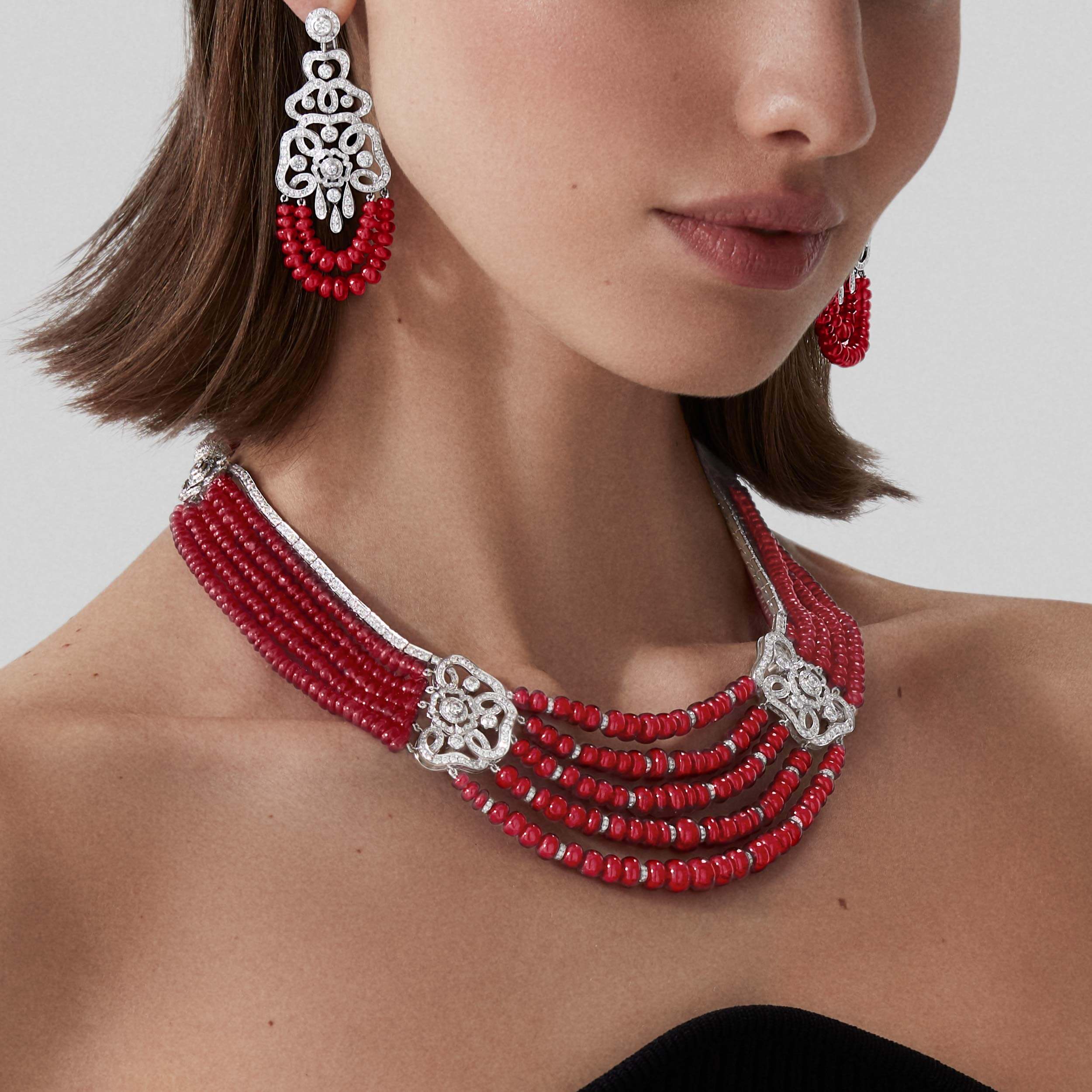 Garrard Red Rose High Jewellery Ruby And Diamond Earrings In 18ct White Gold