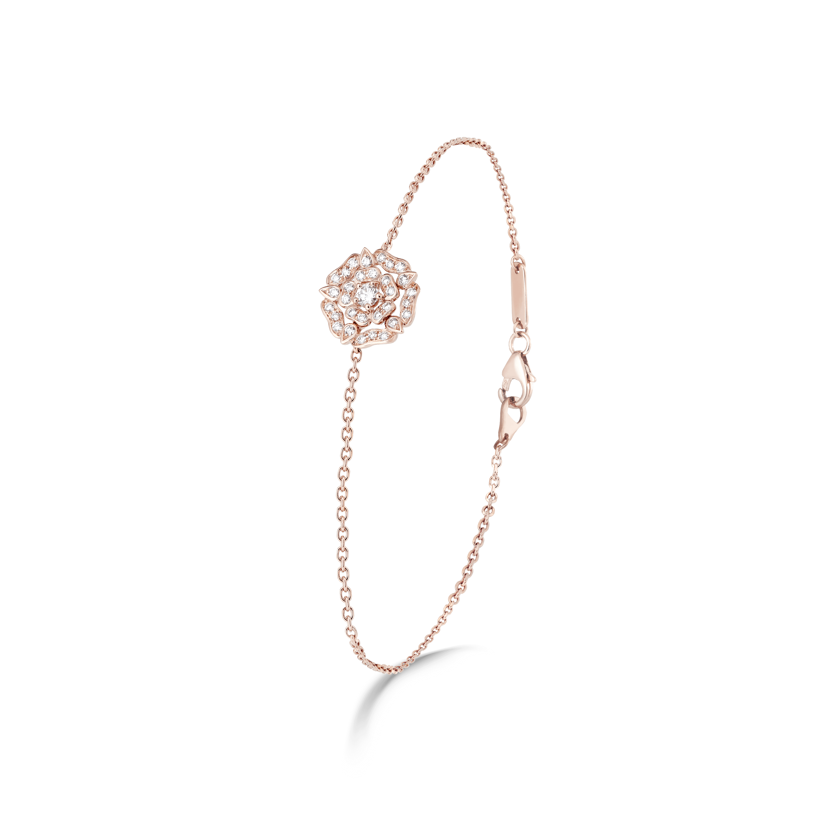 garrard Tudor Rose Mini Icons Diamond Bracelet In 18ct Rose Gold