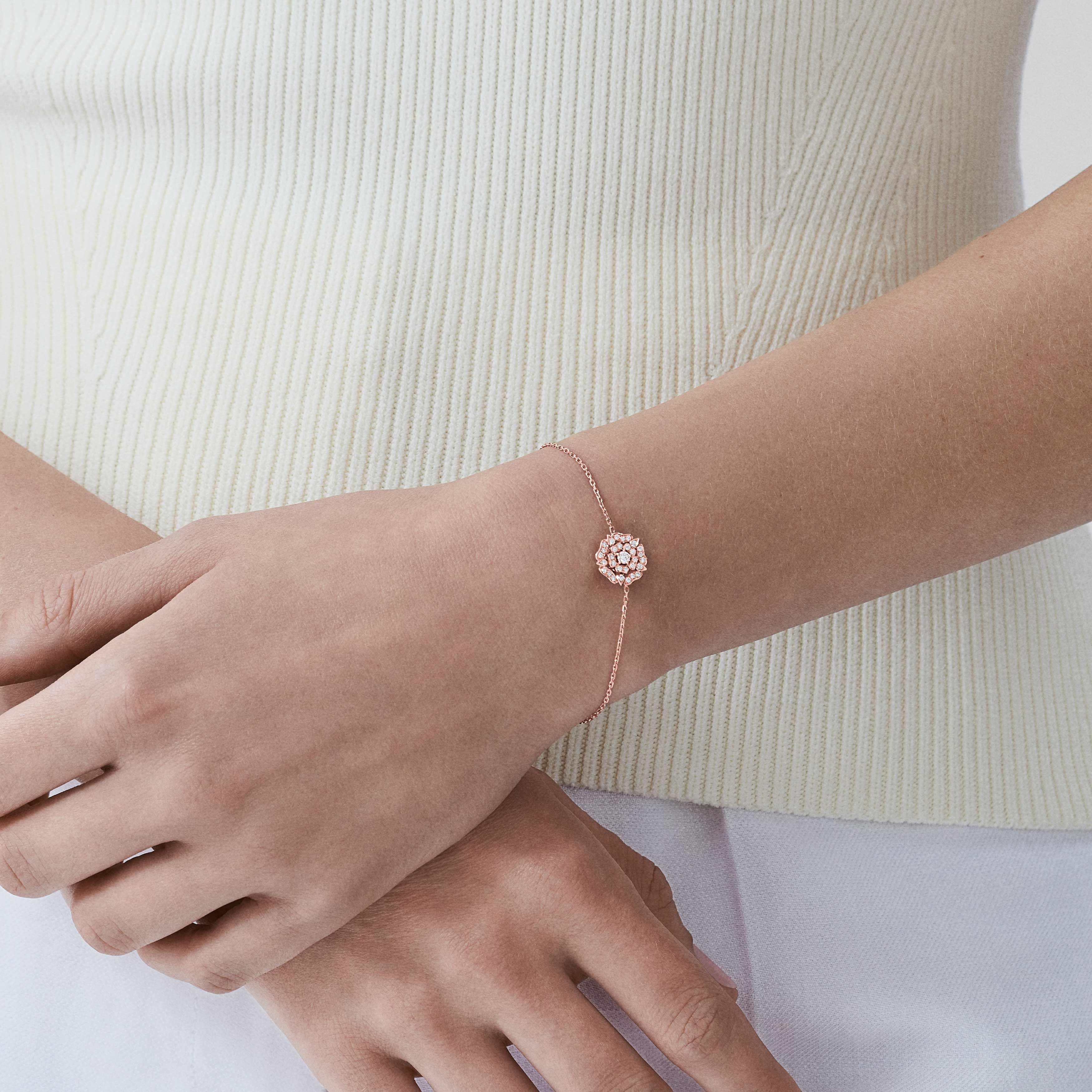 Garrard Tudor Rose Mini Icons Diamond Bracelet In 18ct Rose Gold