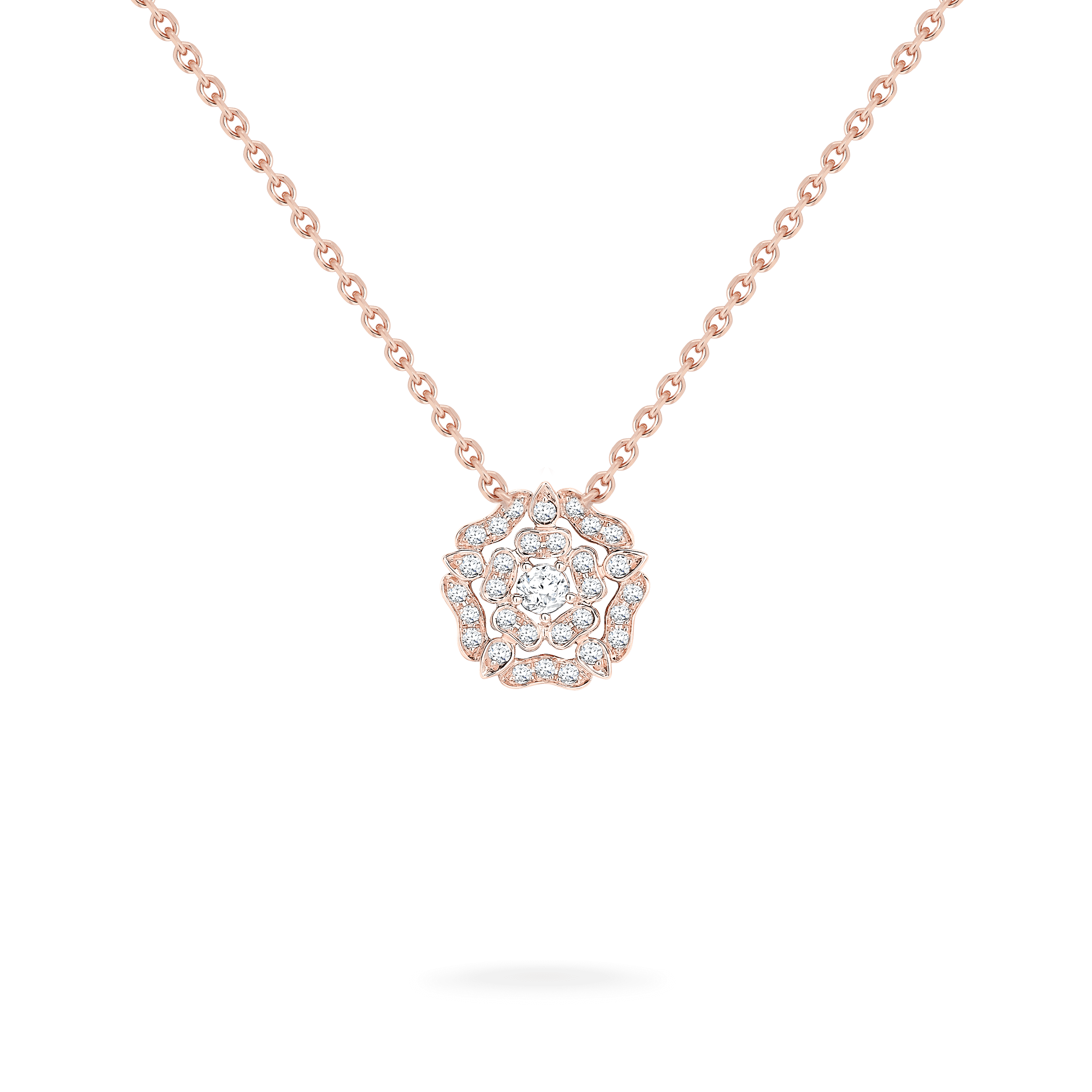 garrard Tudor Rose Mini Icons Diamond Pendant In 18ct Rose Gold