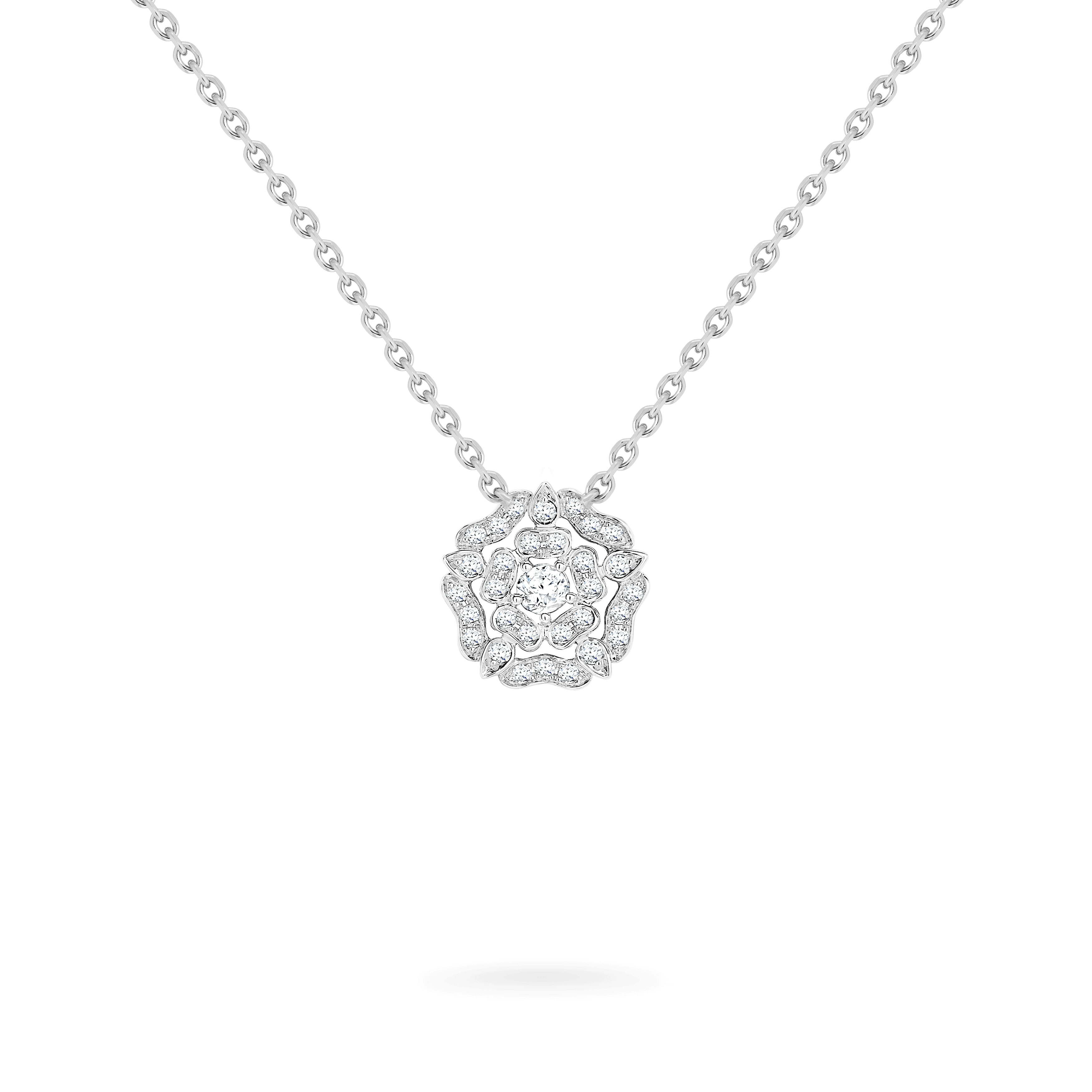 garrard Tudor Rose Mini Icons Diamond Pendant In 18ct White Gold