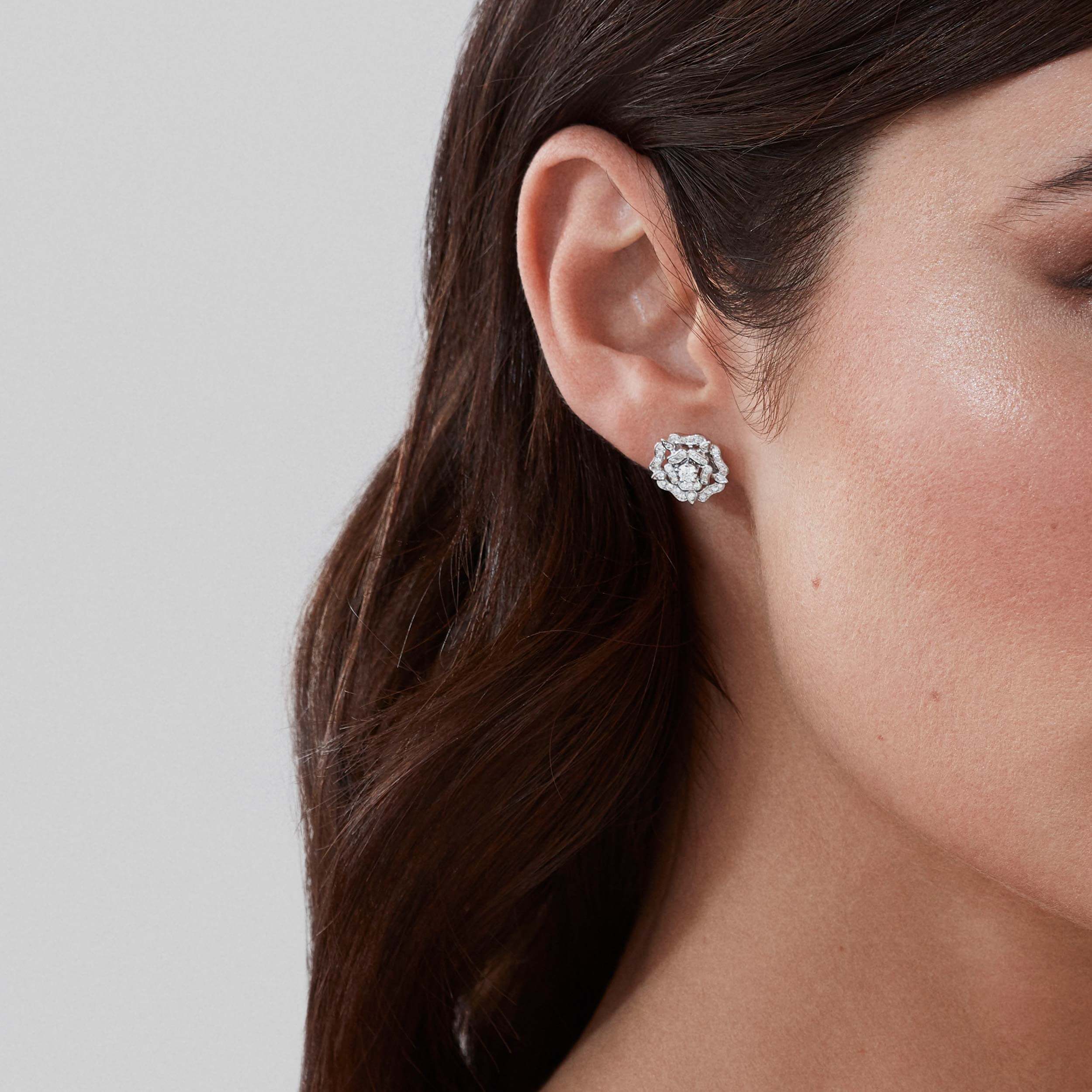 Garrard Tudor Rose Mini Icons Diamond Stud Earrings In 18ct White Gold