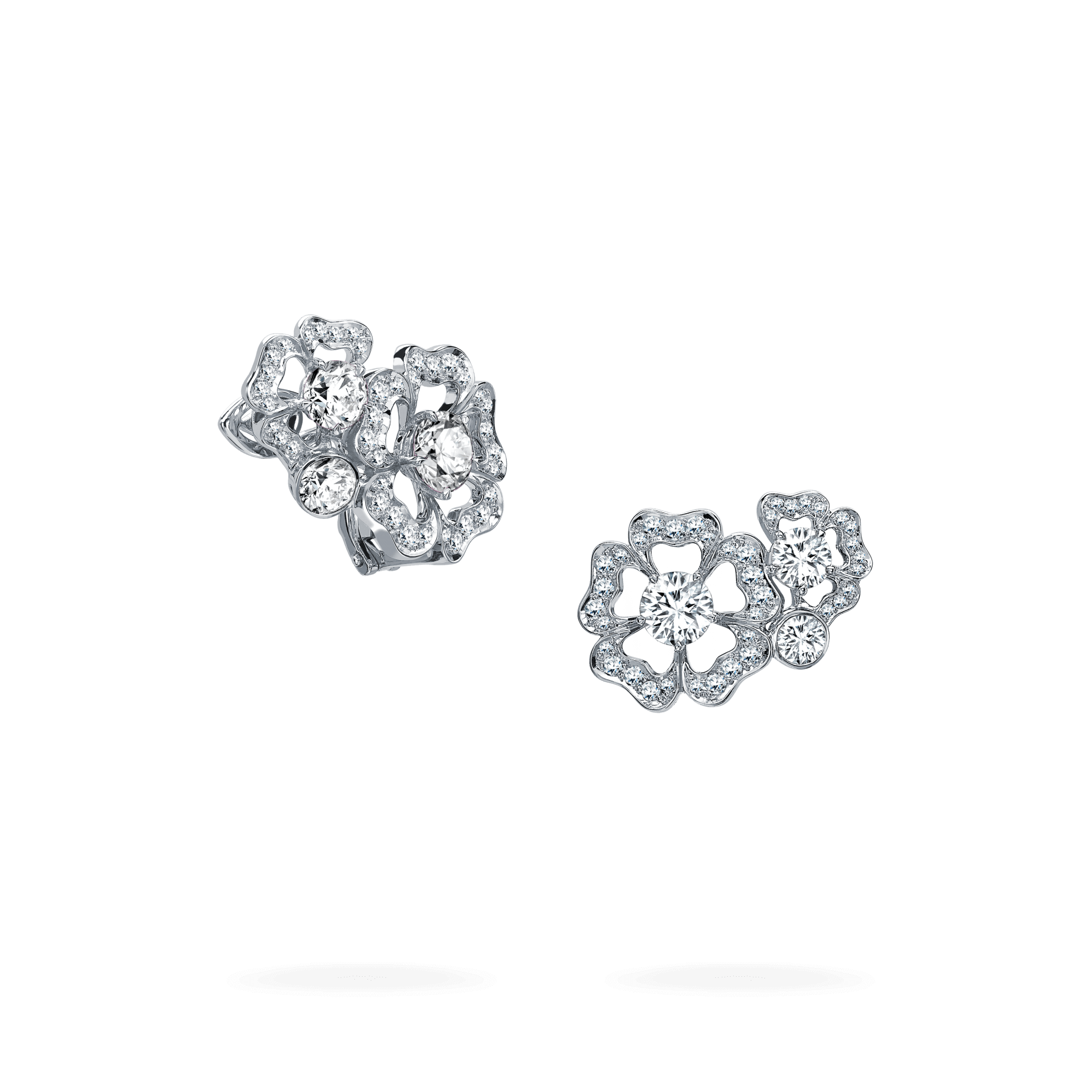 garrard Tudor Rose Petal Diamond Ear Climbers In 18ct White Gold