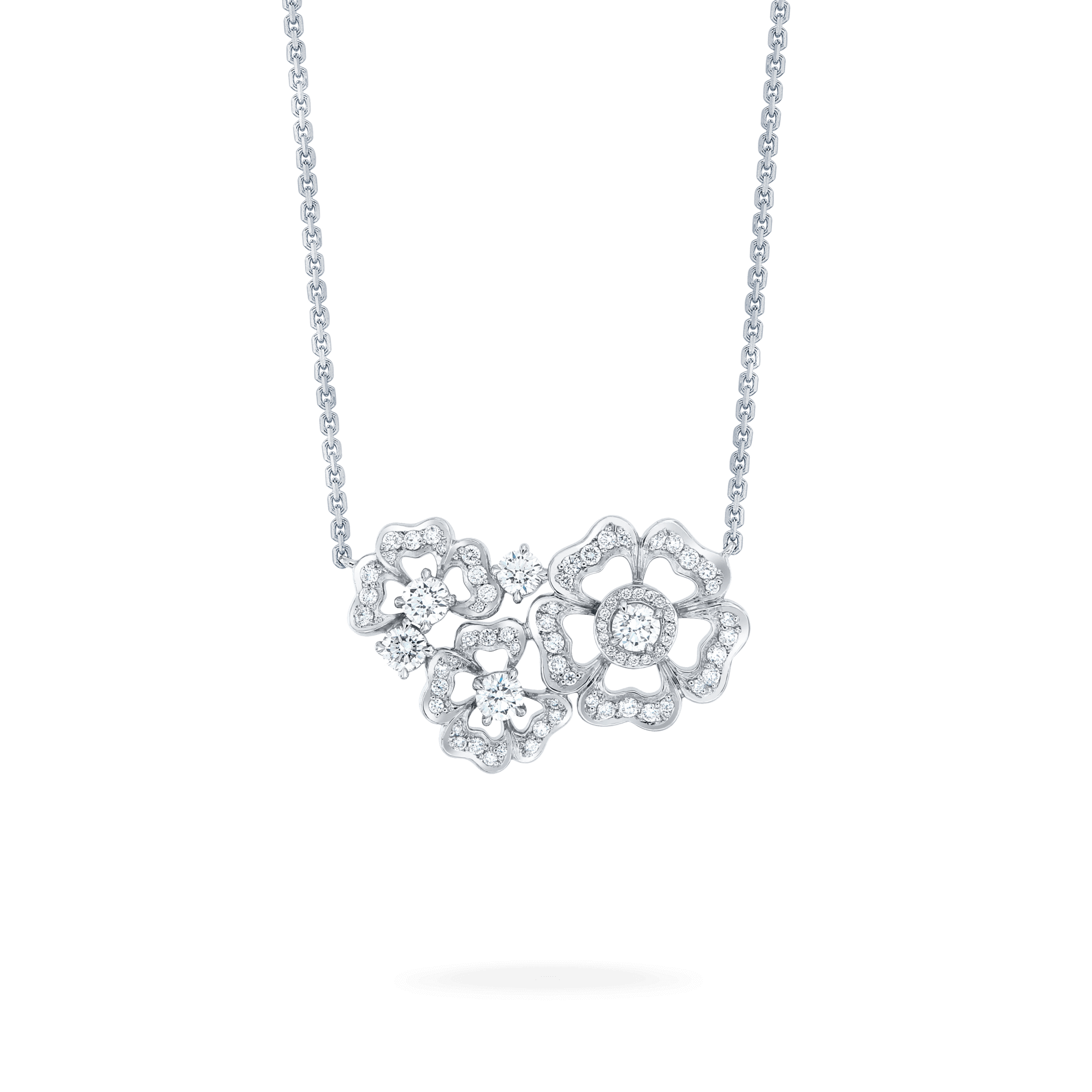 garrard Tudor Rose Petal Diamond Pendant In 18ct White Gold