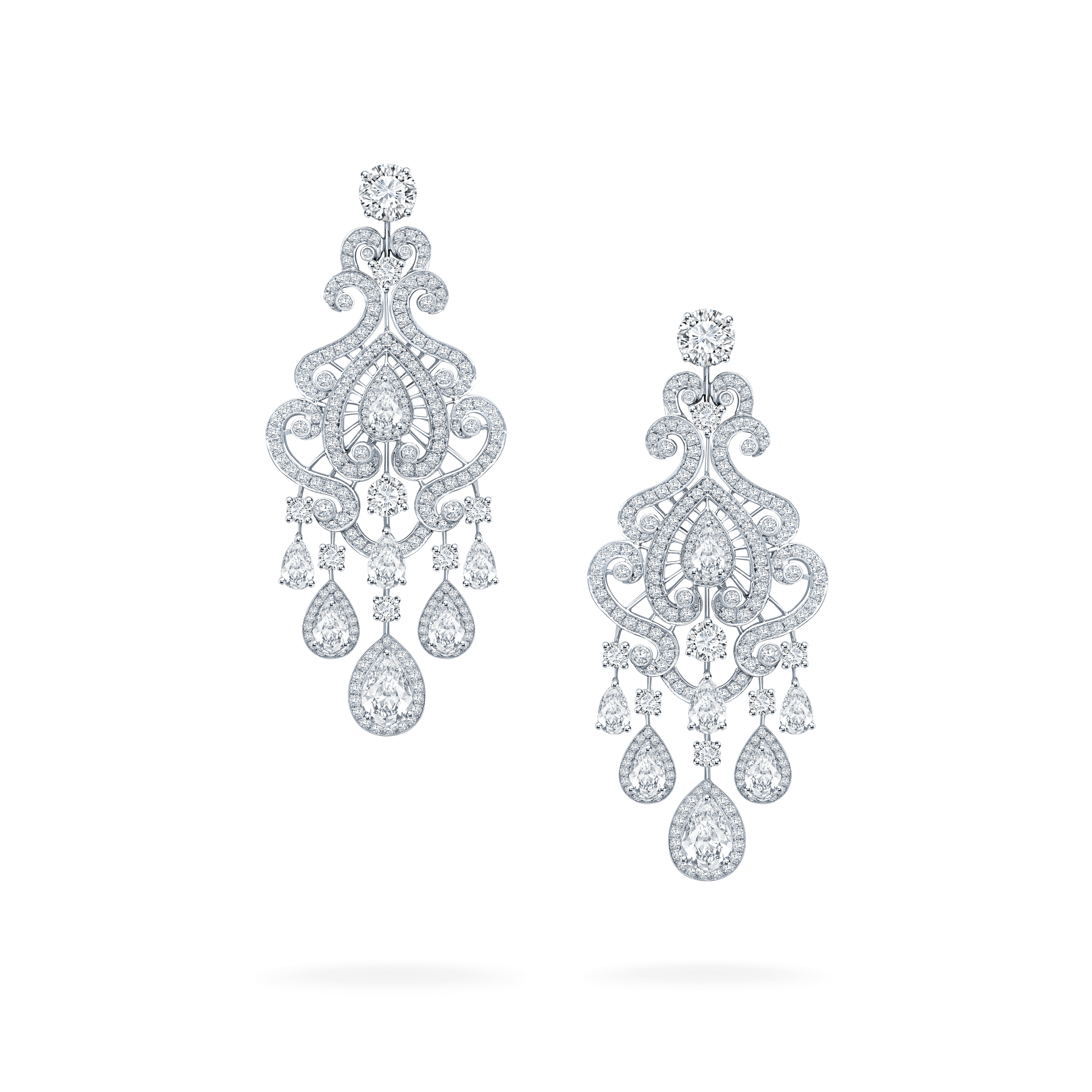 garrard White Rose High Jewellery Diamond Earrings In 18ct White Gold