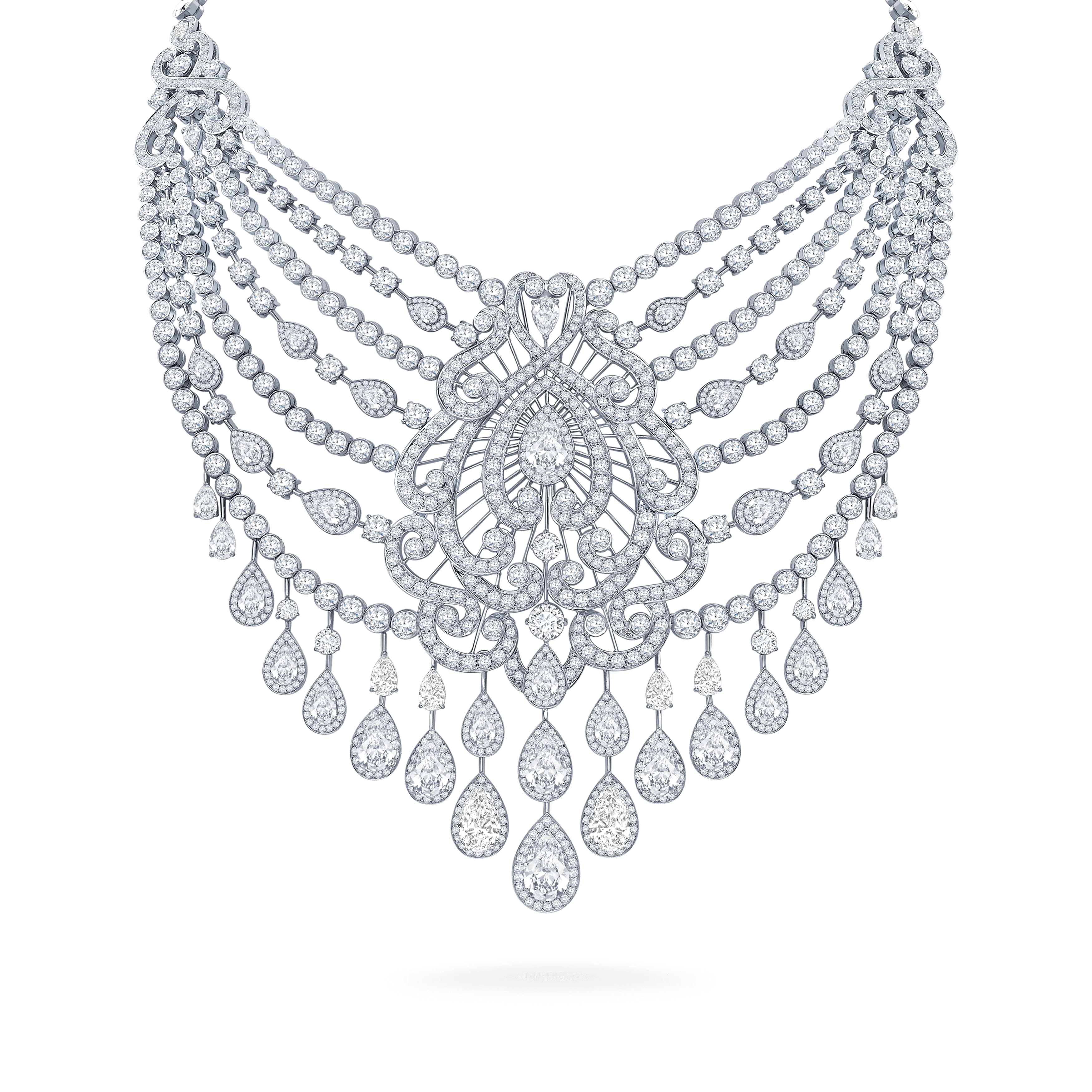 garrard White Rose Transformable High Jewellery Diamond Necklace In 18ct White Gold