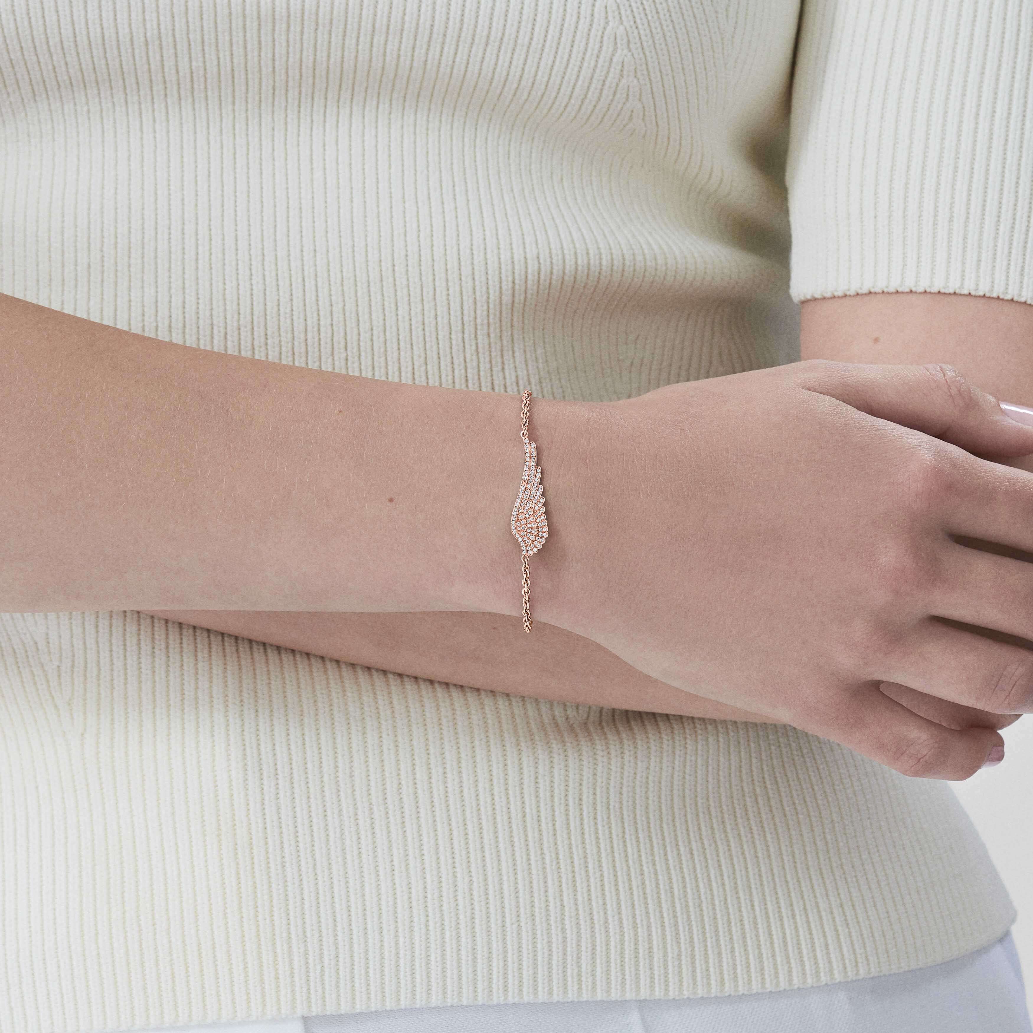 Garrard Wings Classic Mini Icons Diamond Bracelet In 18ct Rose Gold
