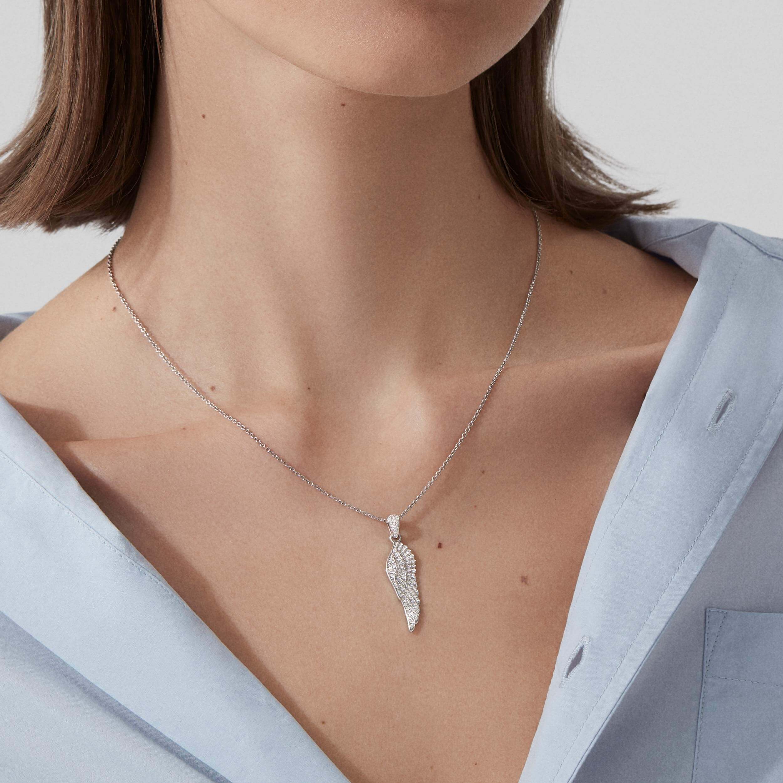 Garrard Wings Classic Mini Icons Diamond Pendant In 18ct White Gold